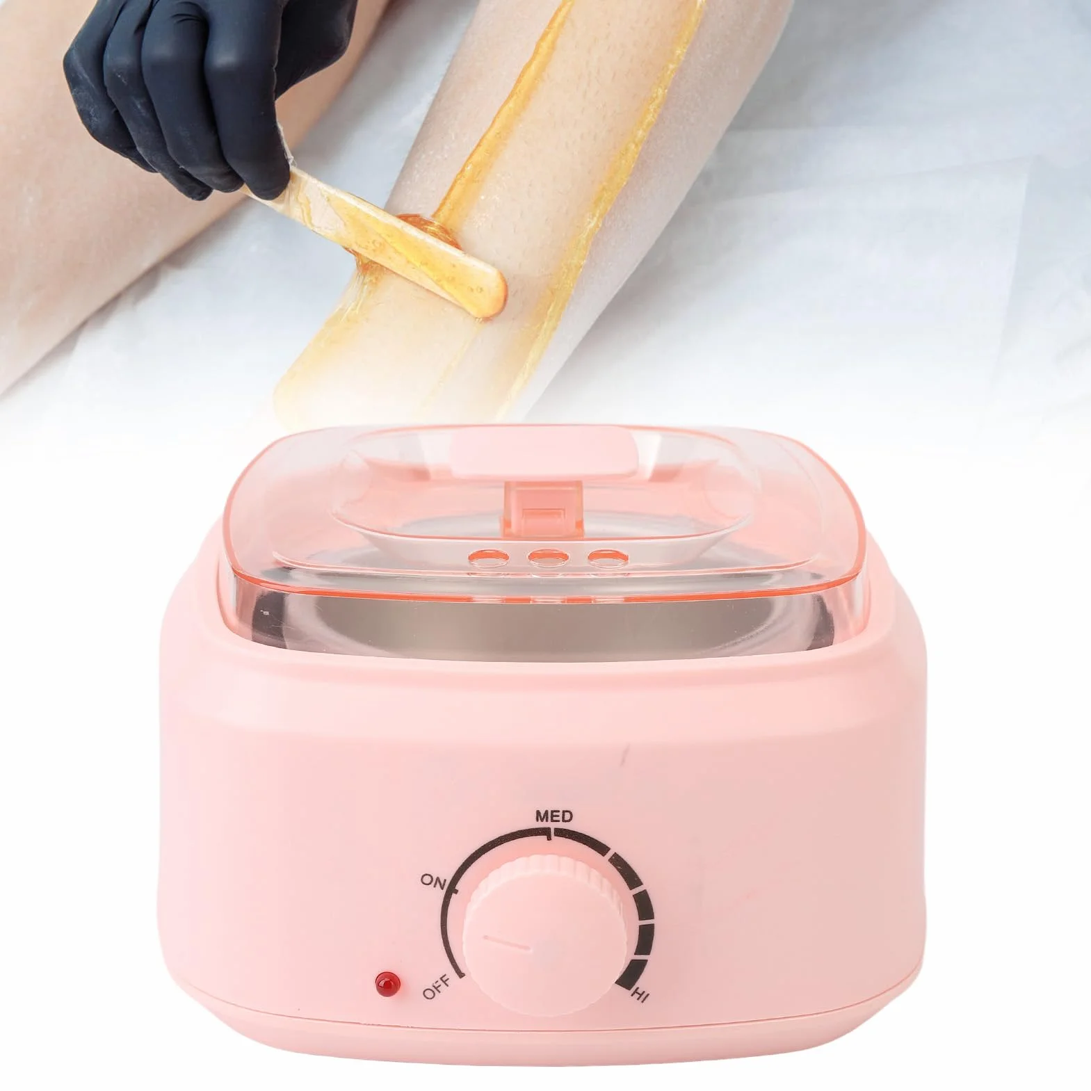 Podgrzewacz do Wosku, Uroczy Podgrzewacz do Wosku w Kolorze Różowym, Zestaw Elektryczny Podgrzewacz do Gorącego Wosku Mini Rose do Depilacji z przezroczystą pokrywką dla (Wtyczka