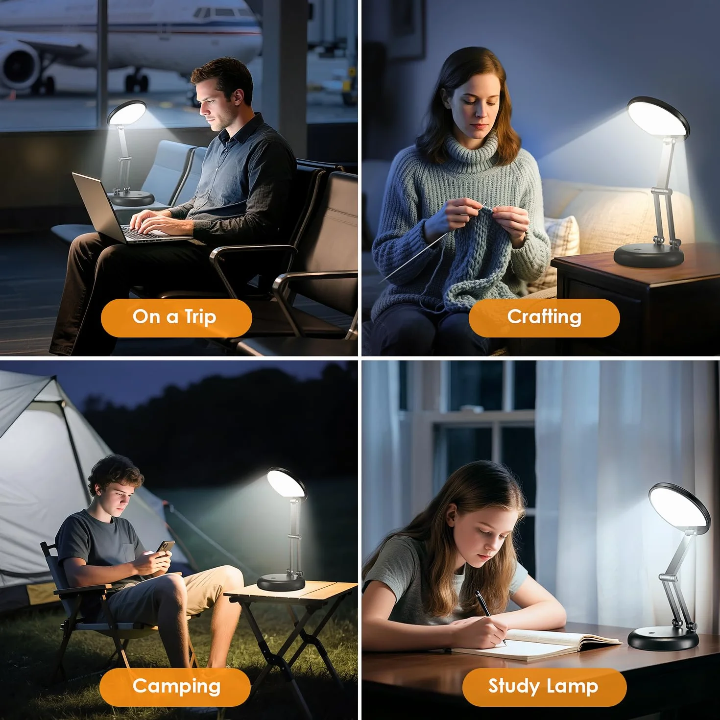 Bezprzewodowa lampa stołowa LED 3600 mAh 10 stopni jasności lampka do czytania