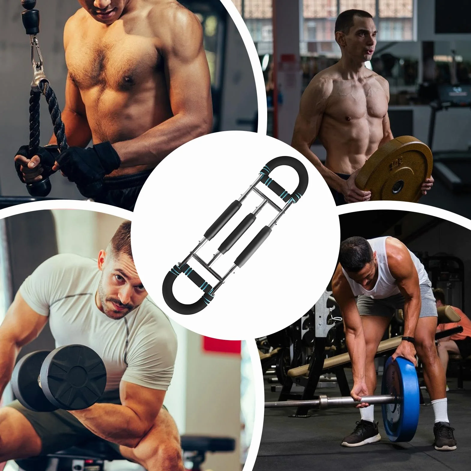 Arm Exercise Equipment, Chest Muscle Workout Trainer, 20–100kg U-Shape Resistance Tool with Ergonomic Grip, Upper Body Strength Builder for Home Gym Boxing Fitness Training 6.69x27.56in