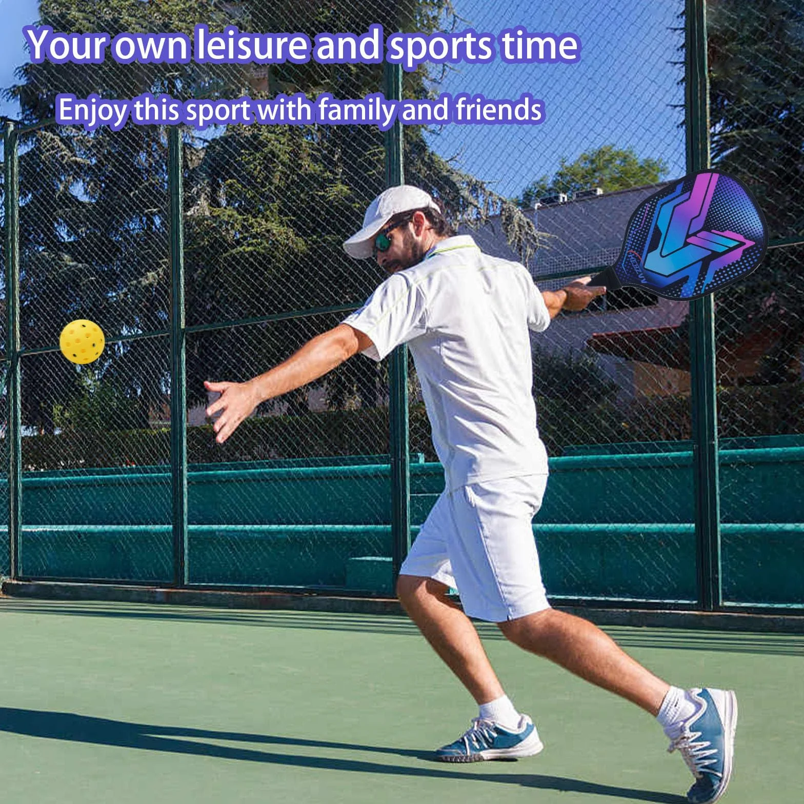 Pickleball Paddles Racket Set, Pickleball Paddle Set z 2 rakietami i 4 piłkami, 1 przenośna torba, ergonomiczny wygodny uchwyt, Outdoor i Indoor, odpowiedni dla początkujących (2 sztuki)