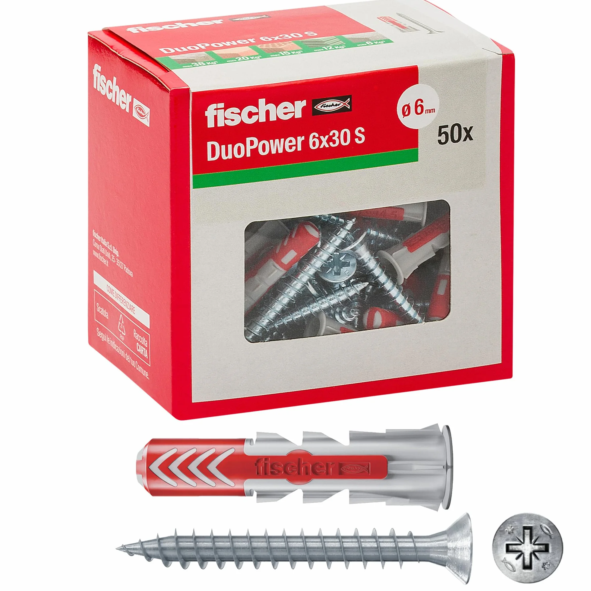 Fischer Kołki Duopower ze śrubami szare 544016