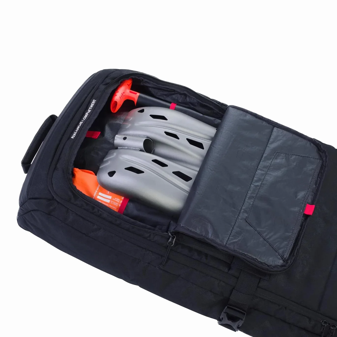 Torba na narty i snowboard EVOC SNOW GEAR ROLLER (na 3-4 pary nart lub 2 deski snowboardowe, wyściełana, składana, wymienne kółka, komora na lawiny, rozmiar: L), wielokolorowa
