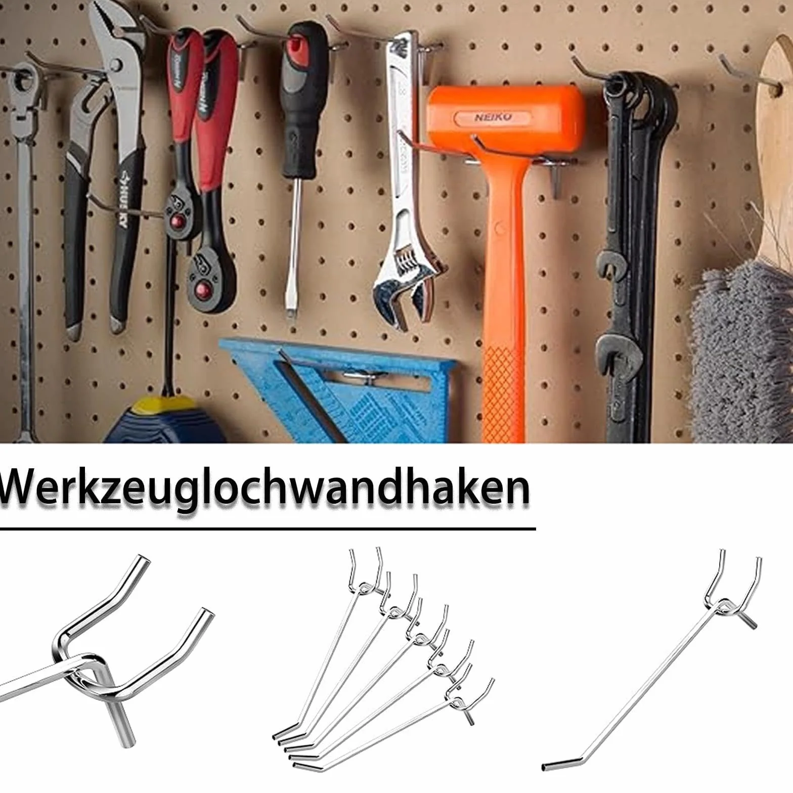 Haki do ściany perforowanej 60 sztuk 3 cm odstępy średnica 3 mm akcesoria do zawieszenia