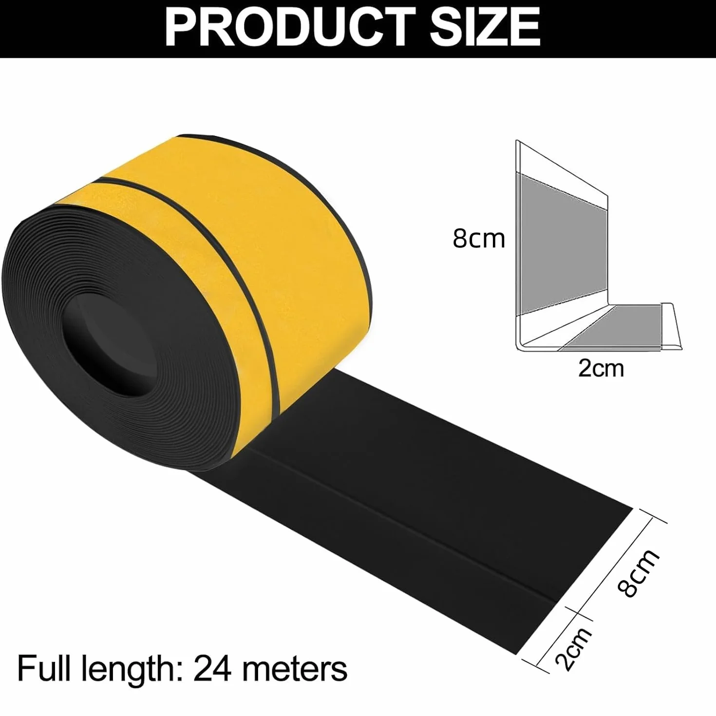 Listwa przypodłogowa PVC 80 mm x 20 mm x 24 m elastyczna czarna