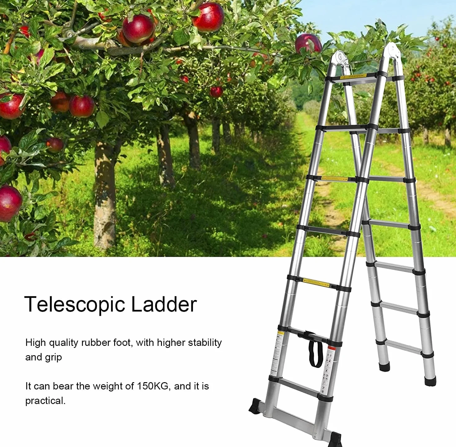 TREPPE Aluminiowa drabina teleskopowa dwustronna 4,4 m