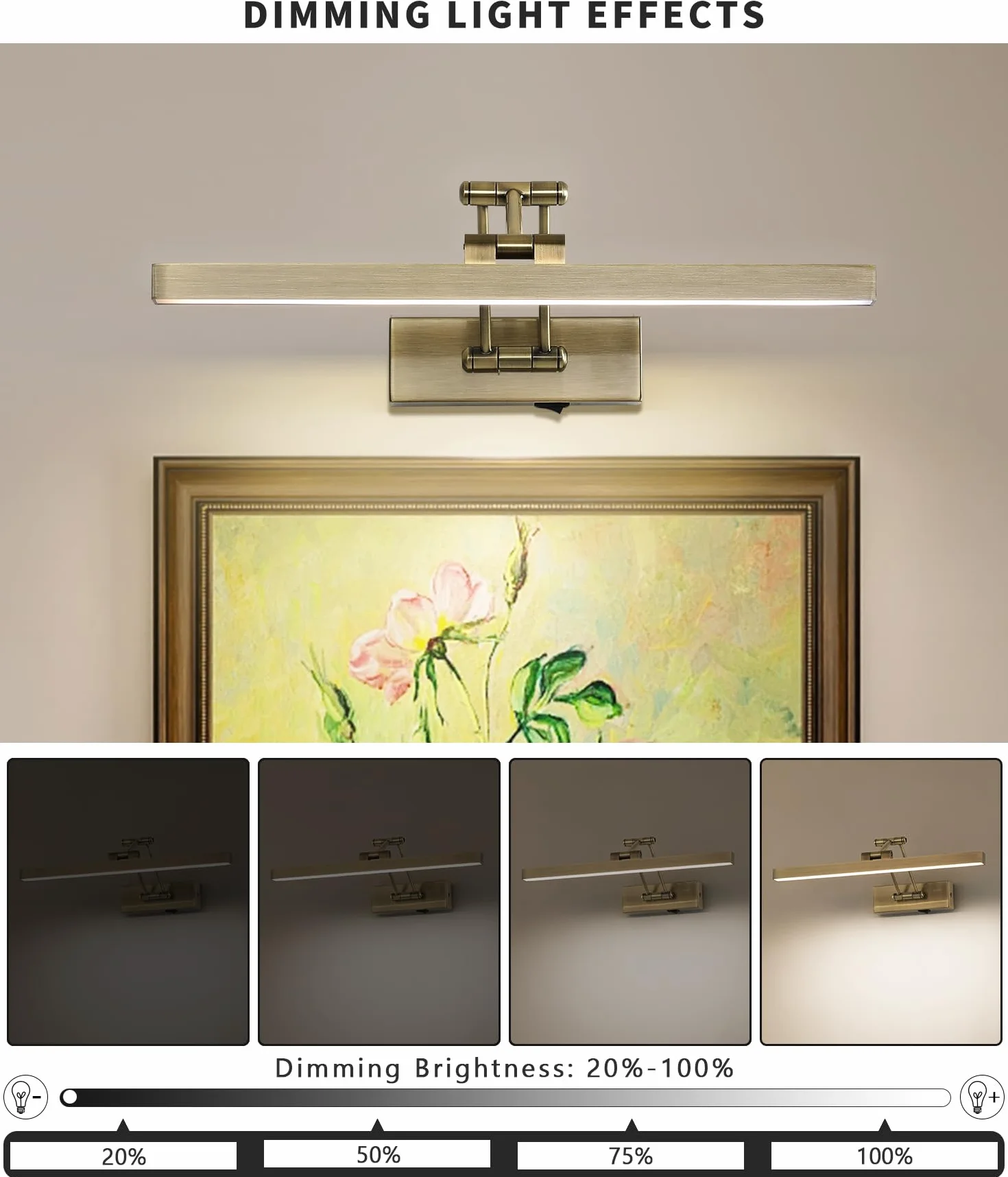 Lampa ścienna LED 40 cm złota z regulowanym ramieniem i timerem