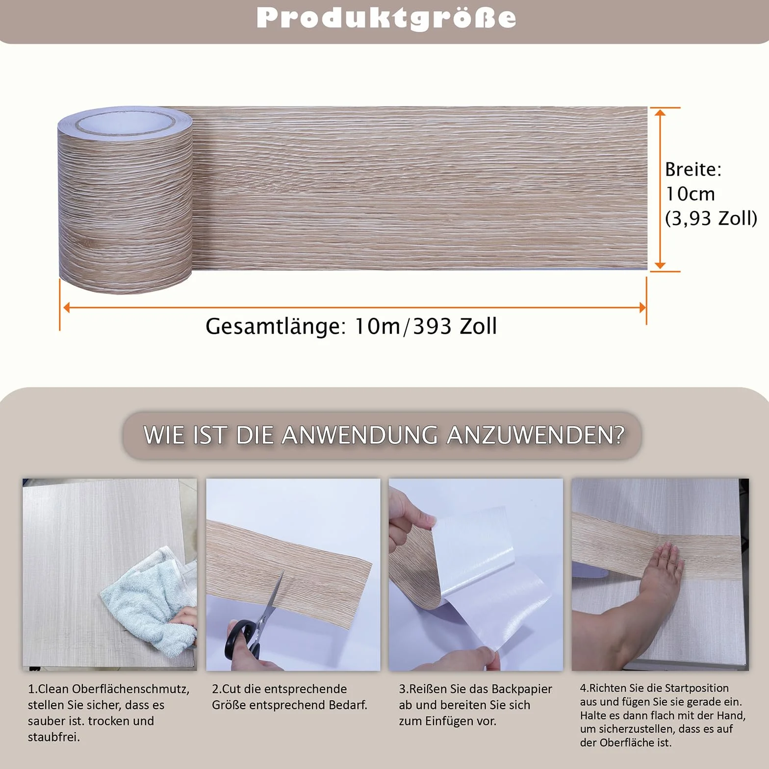 Taśma klejąca samoprzylepna drewnopodobna 10 cm x 10 m