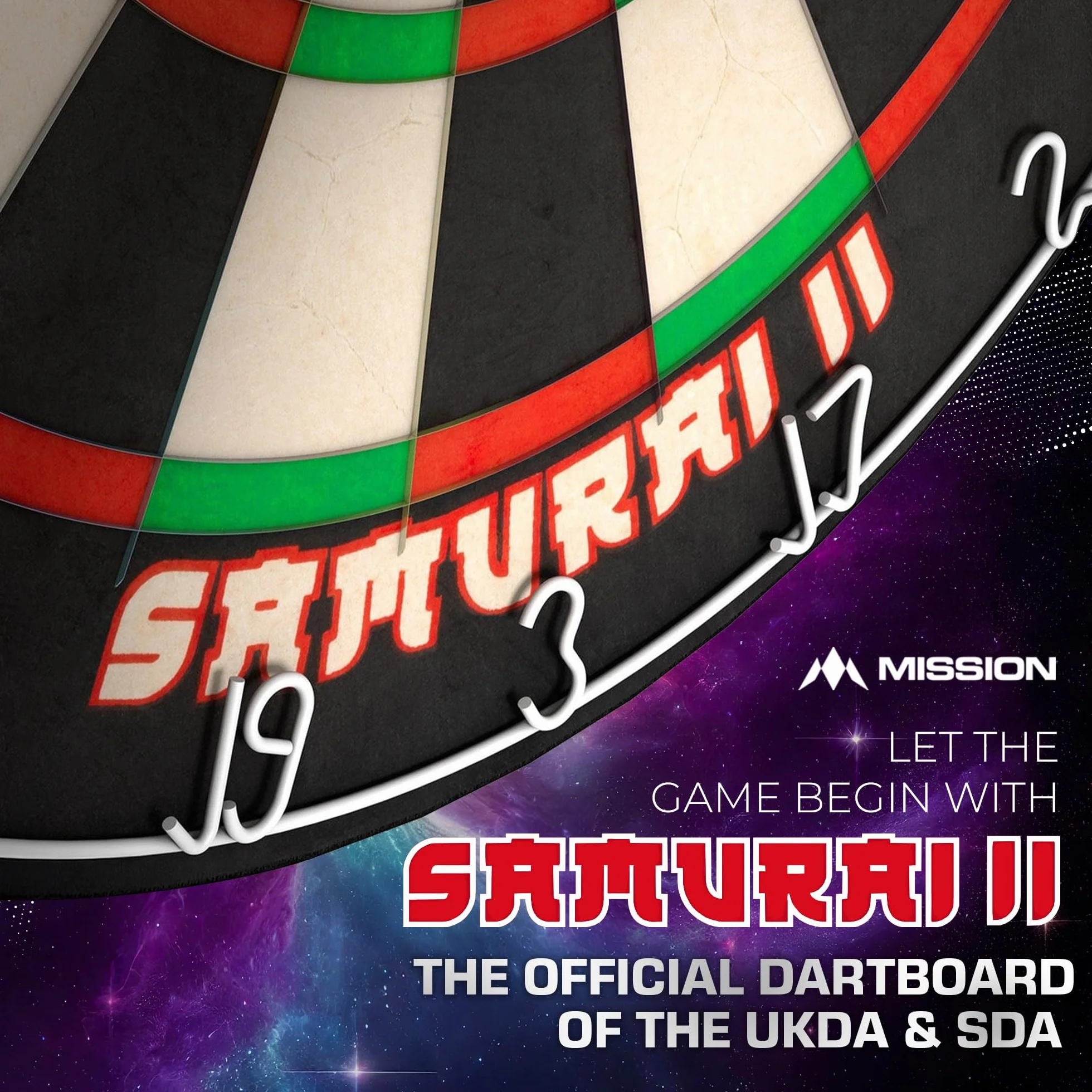 Mission Darts DB023 Samurai II | Profesjonalna tarcza w standardzie zawodowym do rzutek, z ultracienką konstrukcją drucianą i odpornymi na blaknięcie kolorami
