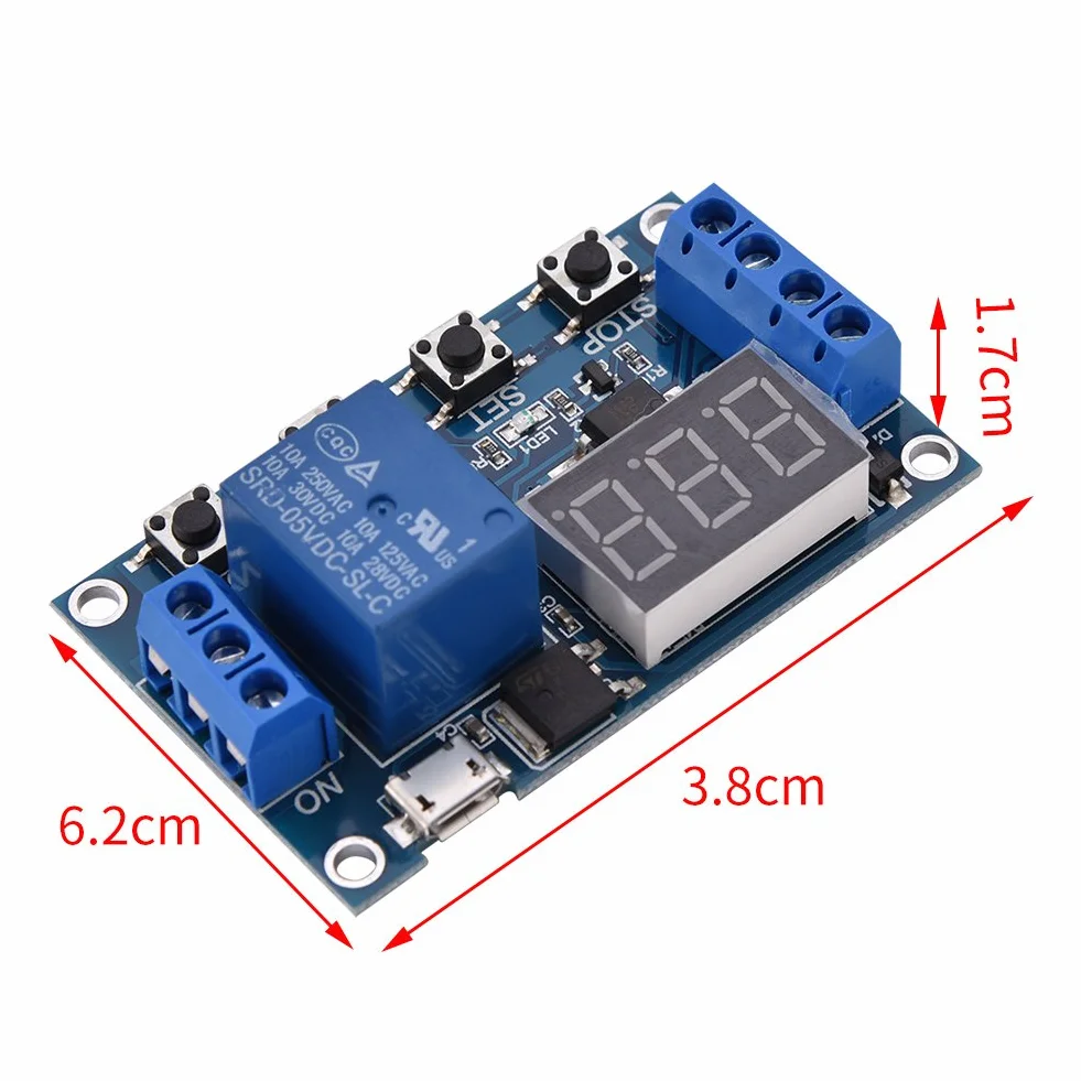 DEWIN Przekaźnik czasowy DC 6 V-30 V opóźnienie włączania/wyłączania timer LED micro USB 5 V