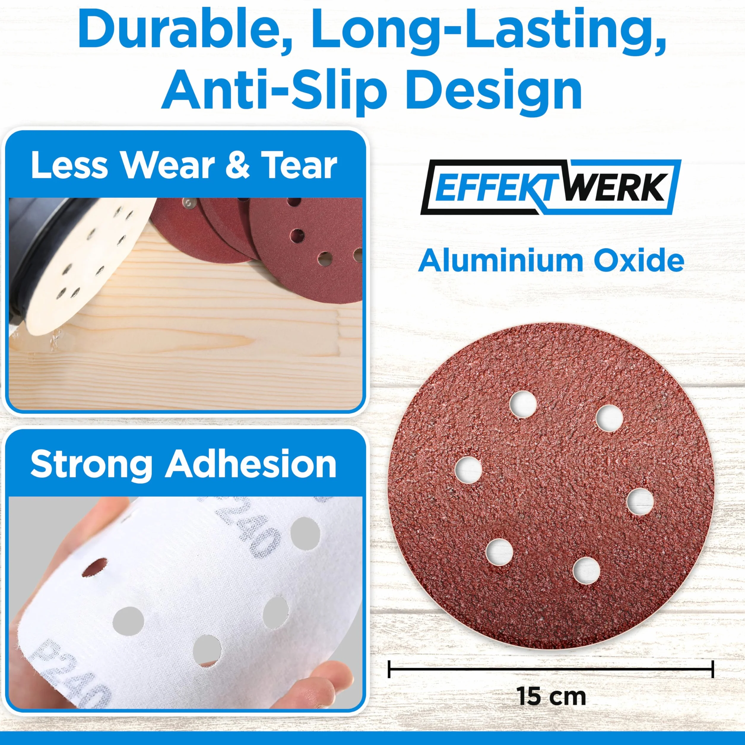 150mm Sanding Discs 120 Pack 6 Holes Sandpaper Multiple Grit Sizes 40-800