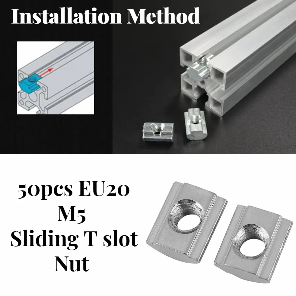 Nutenstein Kohlenstoffstahl Europäischer Standard T Nut Mutter 50 Stück für Aluminiumprofil (20Typ-M5)