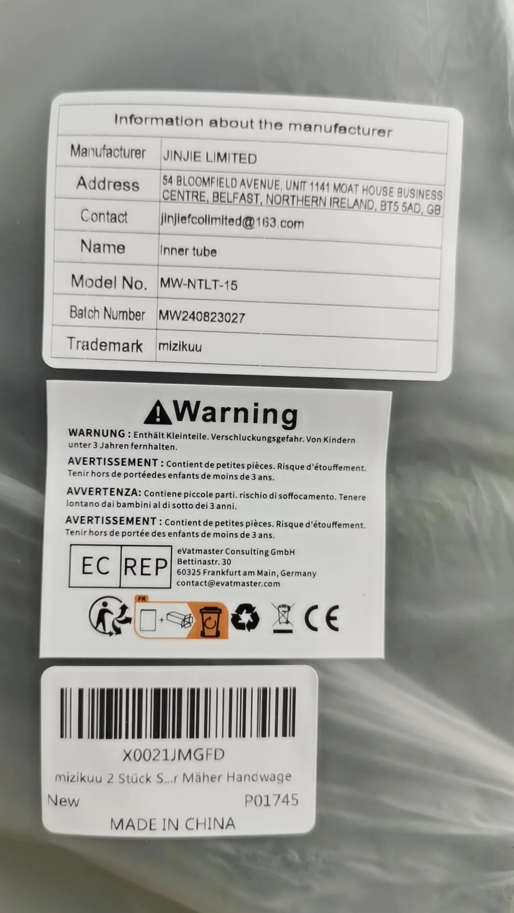 Wąż do taczki 15 x 6,00 – 6, zapasowy do koła pneumatycznego, 2 sztuki