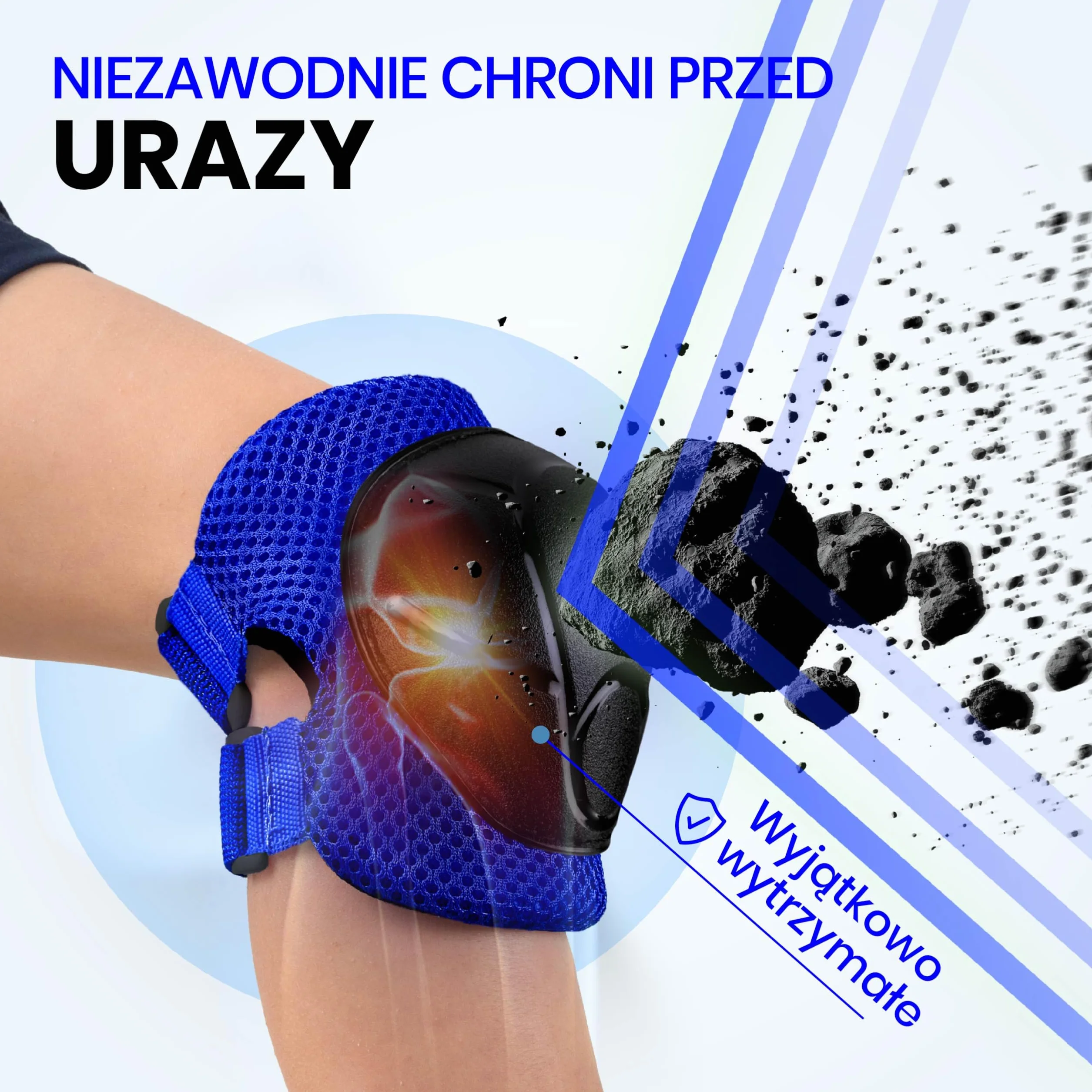 99FLIPS FLASH Niebieskie Ochraniacze na Rolki dla Dzieci od 3 lat XS Zestaw 6 el z Certyfikatem GS TÜV Rheinland Nakolanniki i Nałokietniki Dziecięce