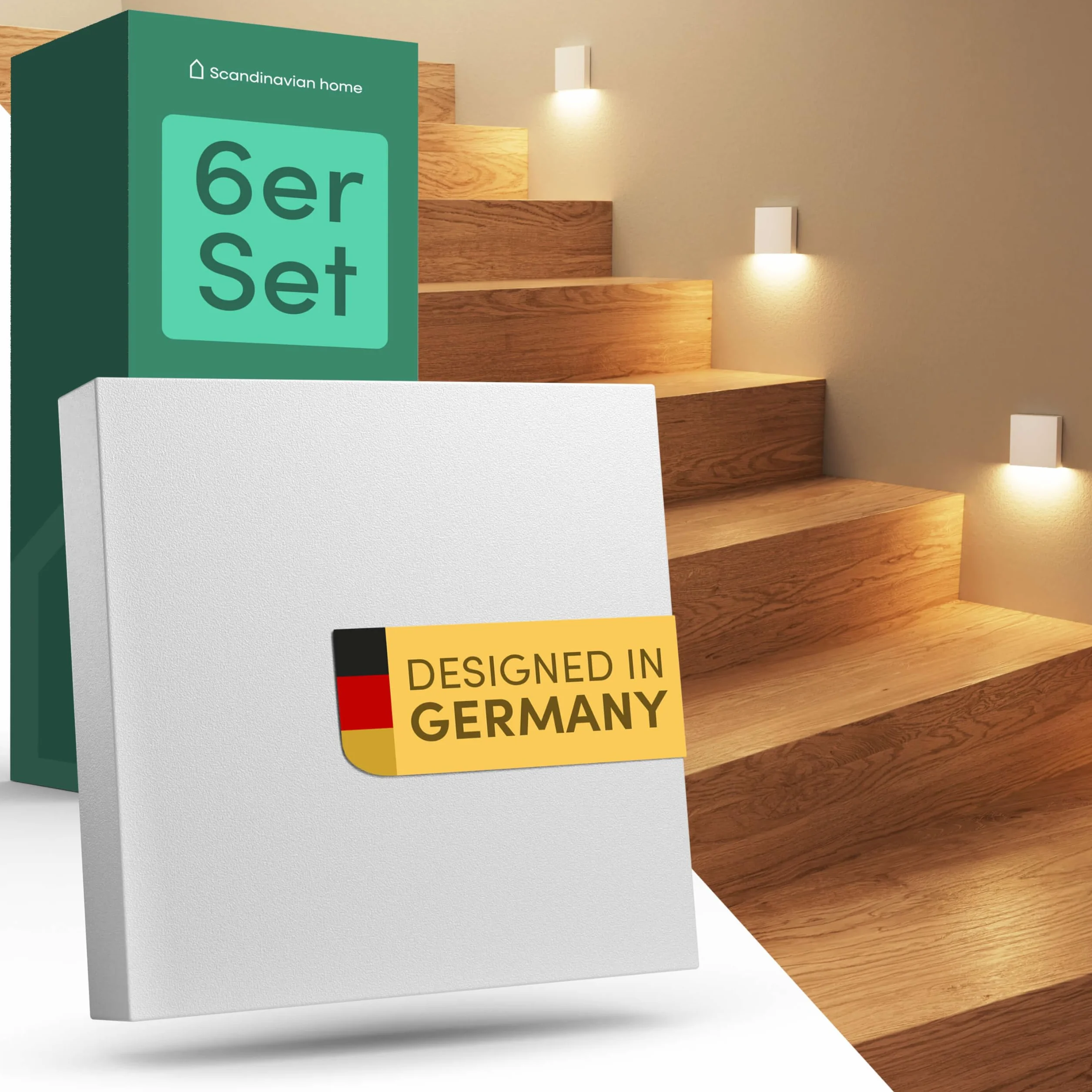 Scandinavian home Zestaw 6 lamp schodowych LED IP65 230V 1W ciepła biel 3000K 125lm oprawa wpuszczana