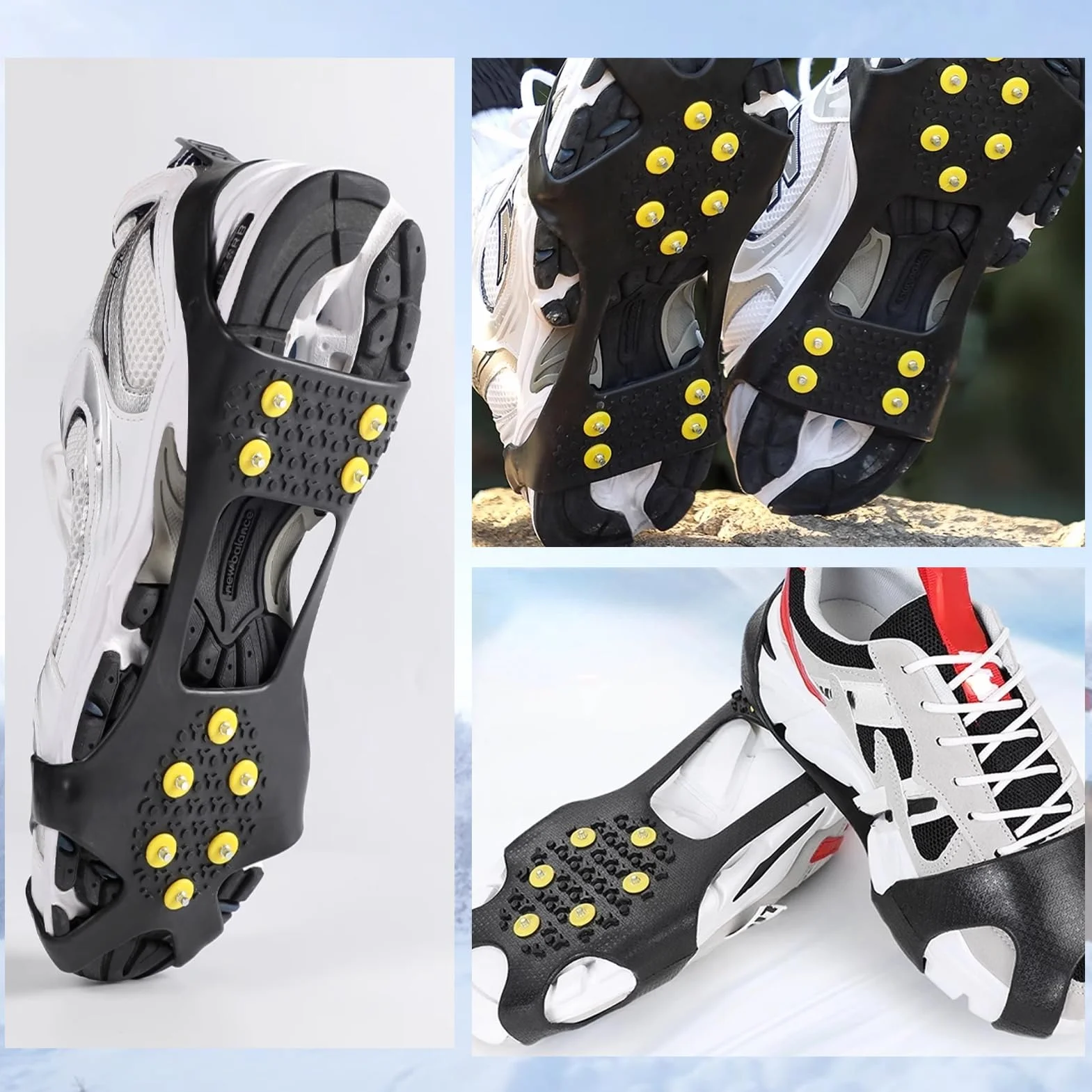 VGEBY Ice Cleats kolce antypoślizgowe 10 stalowych szpilek raki śnieżne antypoślizgowe zatrzaski do butów i butów (L)
