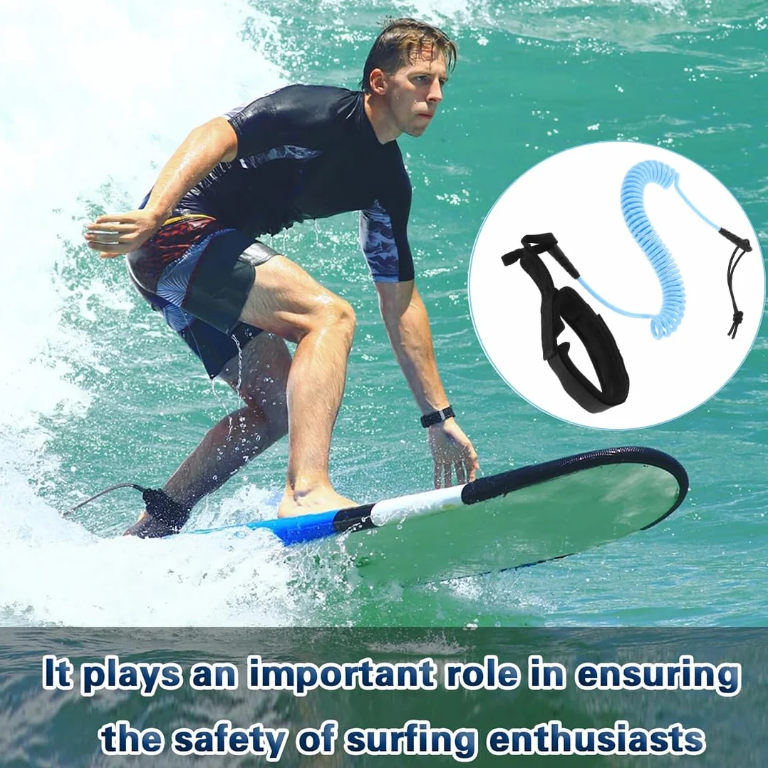 Smycz SUP 10 stóp, smycze bezpieczeństwa surfingowego dla dorosłych, smycz surfingowa, spiralna leash SUP TPU, regulowana smycz surfingowa do kajakarstwa longbooard