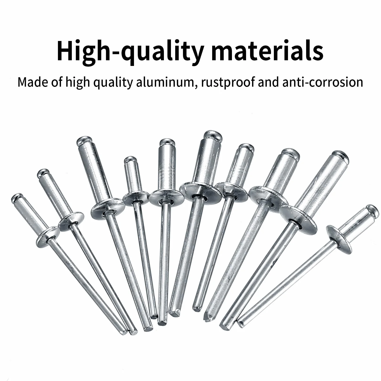 Zestaw 280 aluminiowych nitów zrywających M3 M4 M5 Pop 12 rozmiarów srebrne