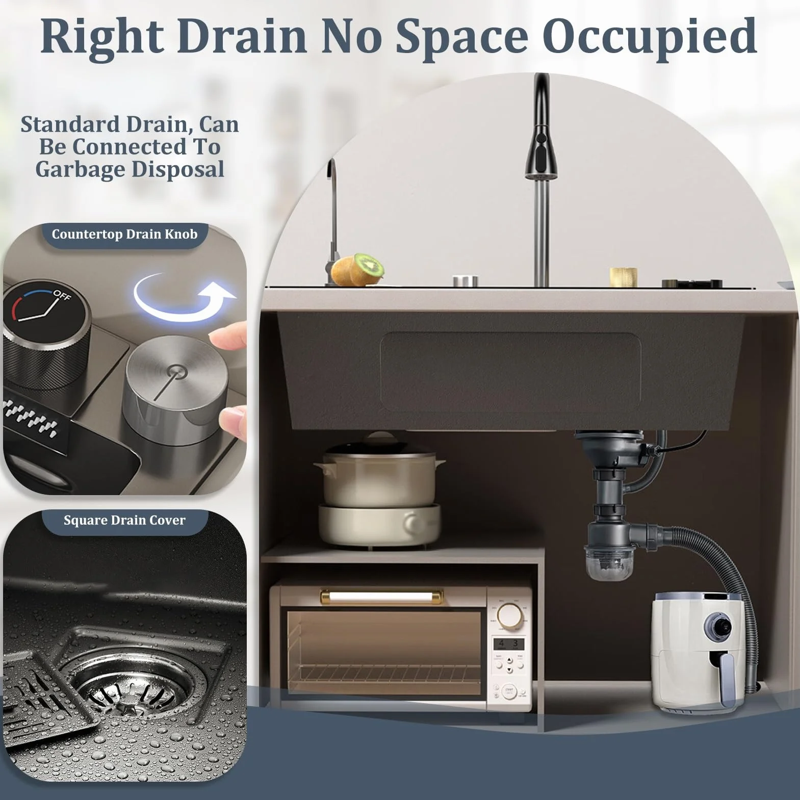 Stainless Steel Waterfall Kitchen Sink Combo with Pull-Out Faucet Nano-Coated Topmount Single Bar Bowl 80x50cm Black-Grey