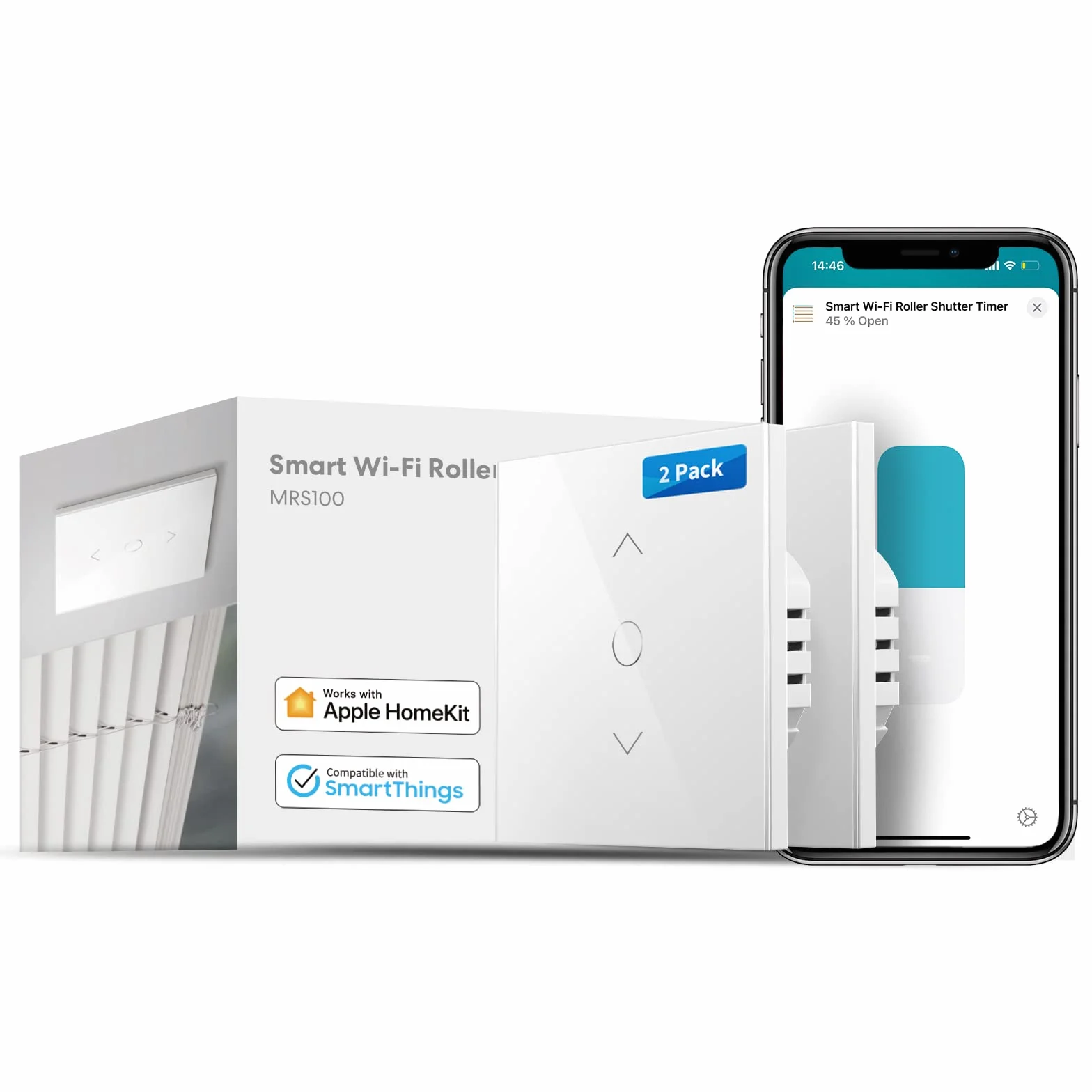 Meross Podłączany przełącznik rolety HomeKit Alexa Google Home kontrola procentowa sterowanie głosowe zdalne sterowanie 2 Sztuki