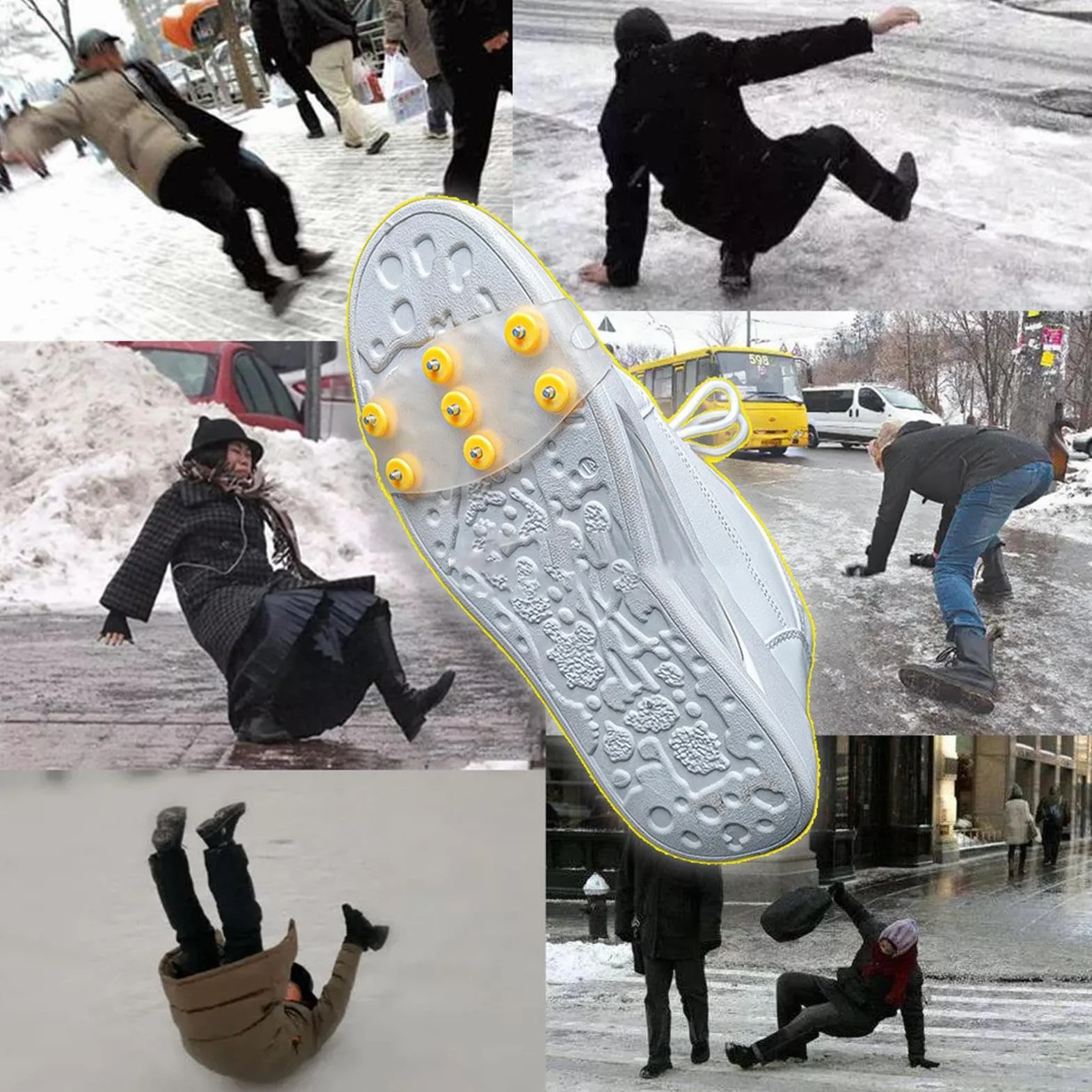 Kolce Lodowe Na Buty I Obuwie,7-Zębowe Uniwersalne Kolce Przeciwpoślizgowe - Śnieżne Lodowe Szpilki do Butów,Do Sportów Zewnętrznych Wędrówek Spacerów Wspinaczki Wędkarstwa Ogrodu Parku