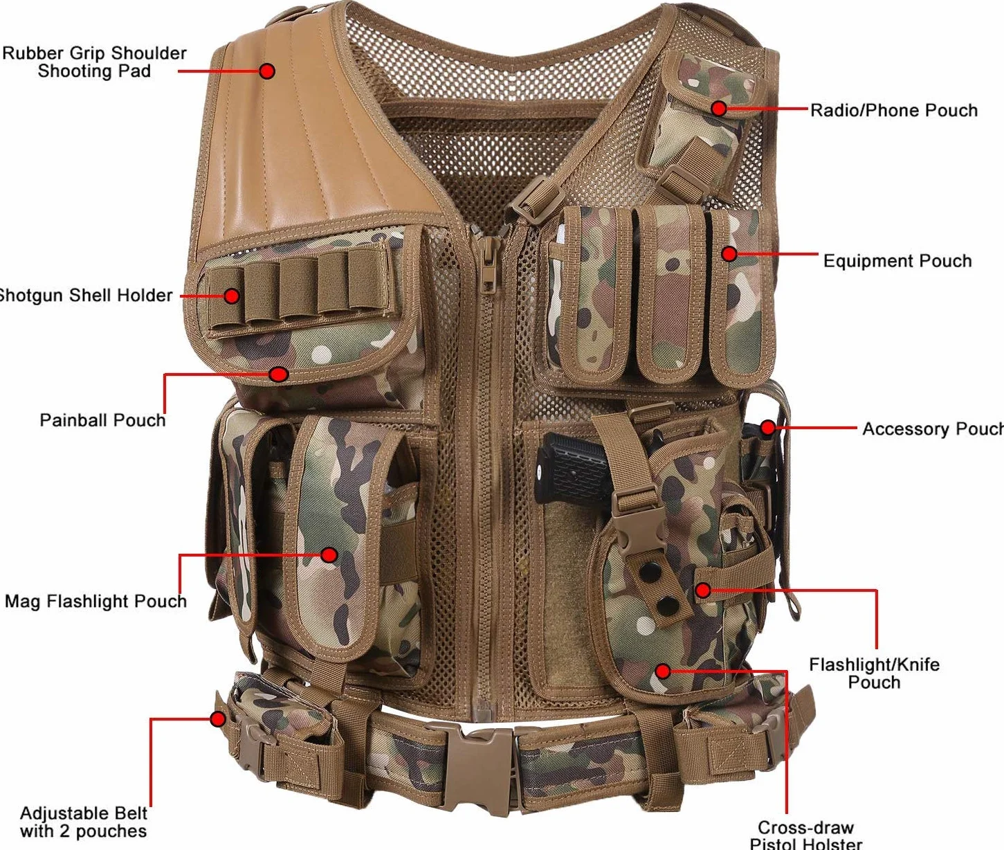 Ultralekka regulowana kamizelka taktyczna z serii Elite, używana do aktywności na świeżym powietrzu, na kemping, do gry walki Airsoft.