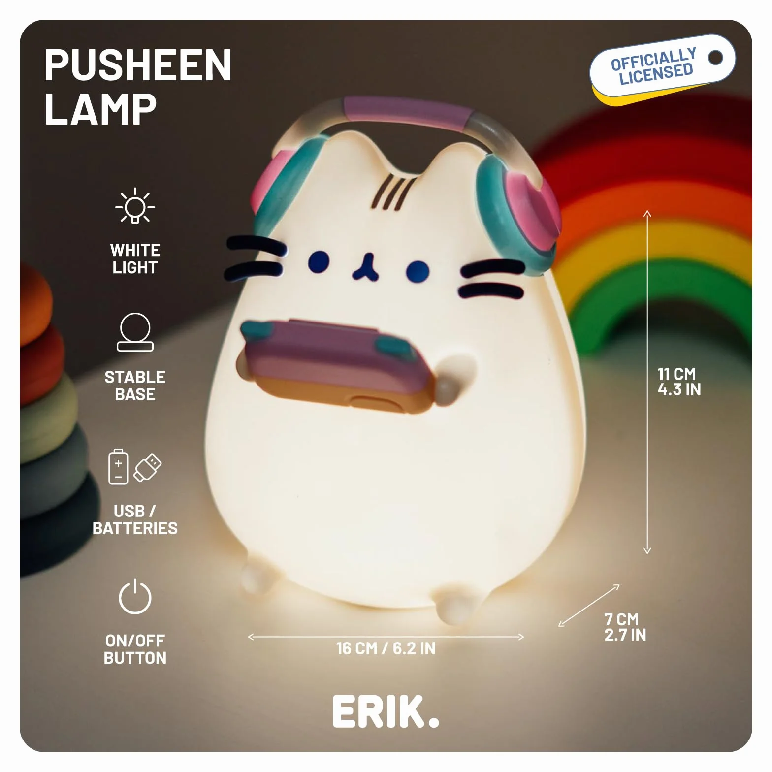 Grupo Erik Pusheen The Cat Lampa dekoracyjna zasilana bateriami lub USB Lampka nocna dla dzieci