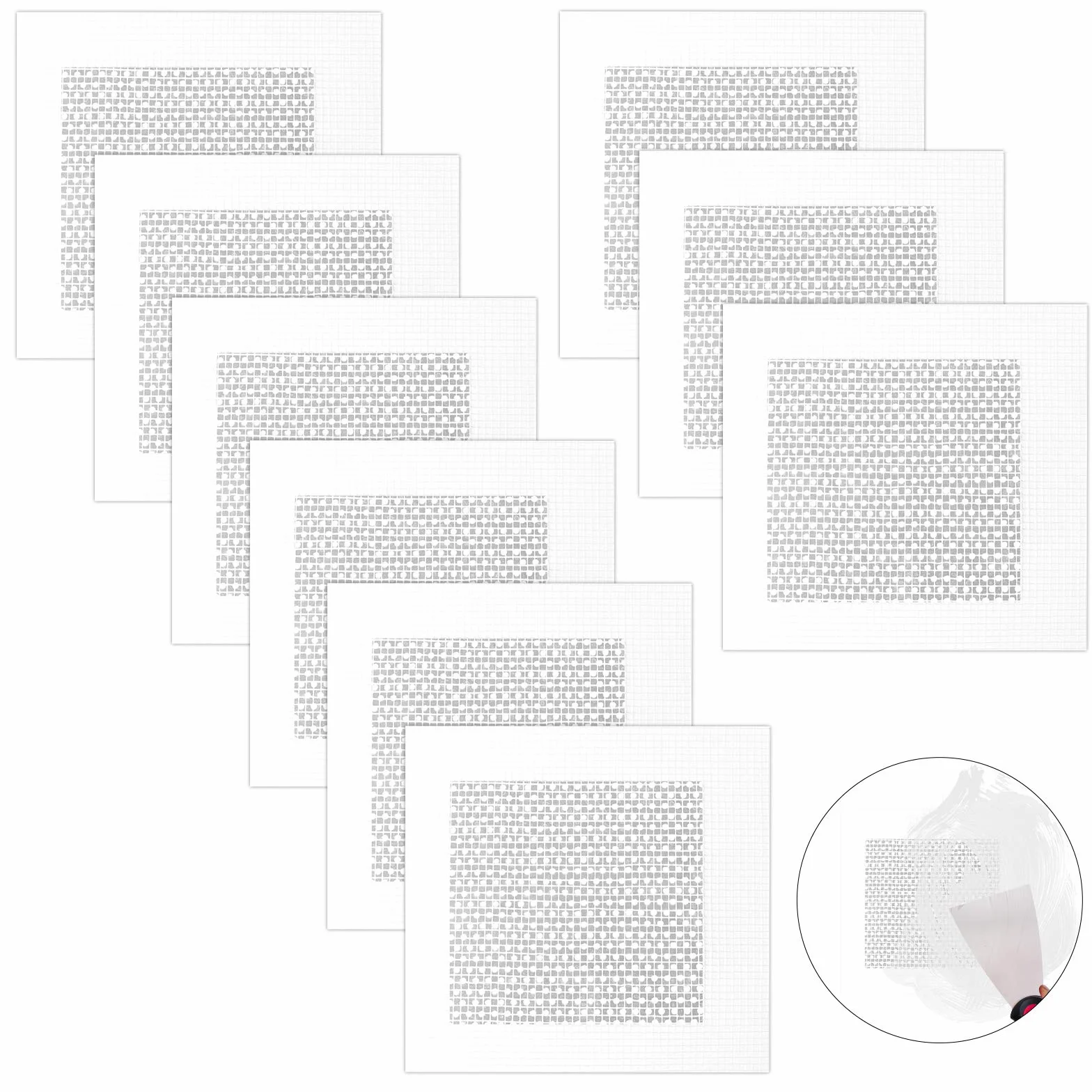 Aluminiowy samoprzylepny zestaw naprawczy płyt kartonowo-gipsowych 9 szt. 10x10 cm biała