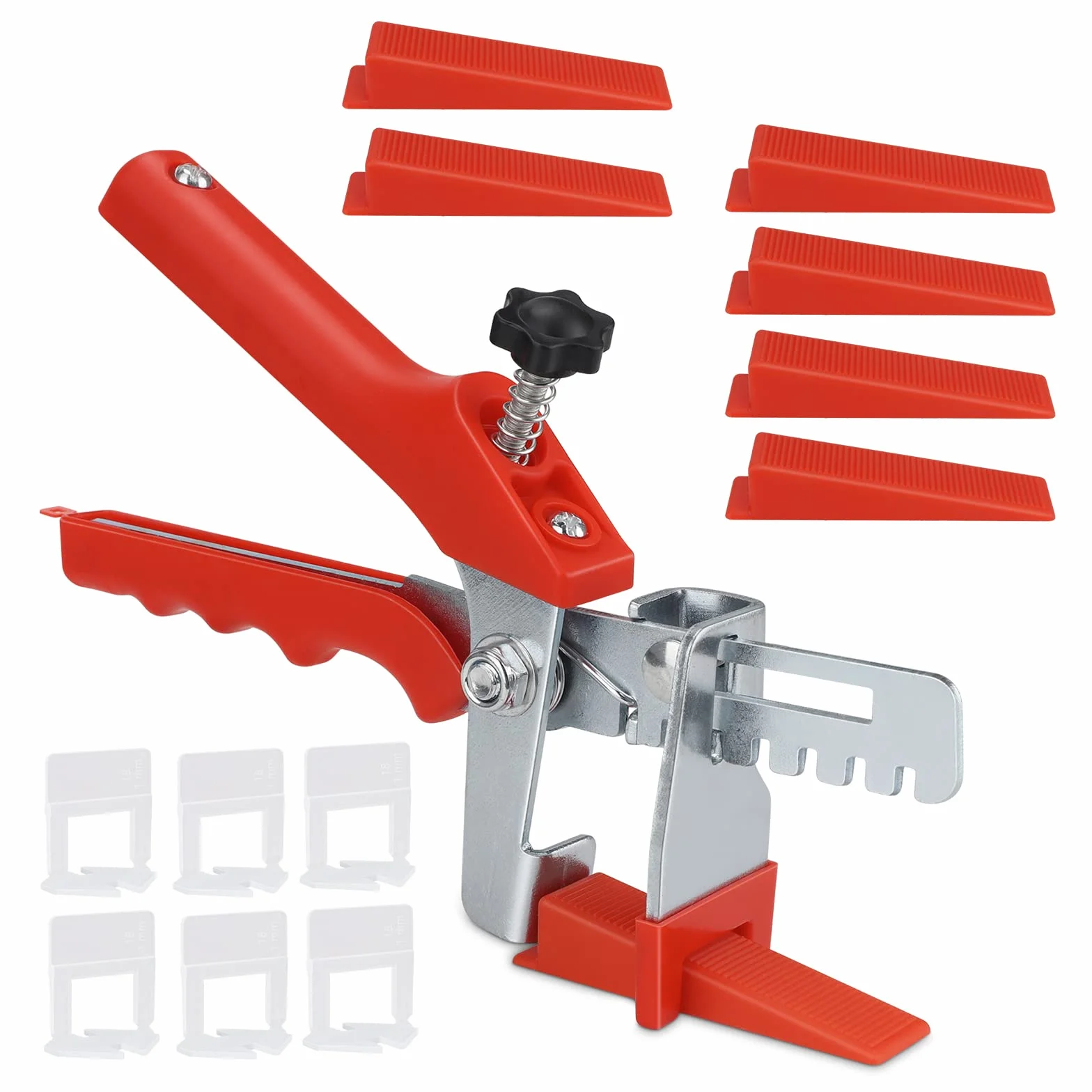 Niveladores para Azulejos, Sistema de Nivelación Cuñas de Plástico, 1 Alicate, 100 Cuñas Niveladoras, 100 Espaciadores 1 mm