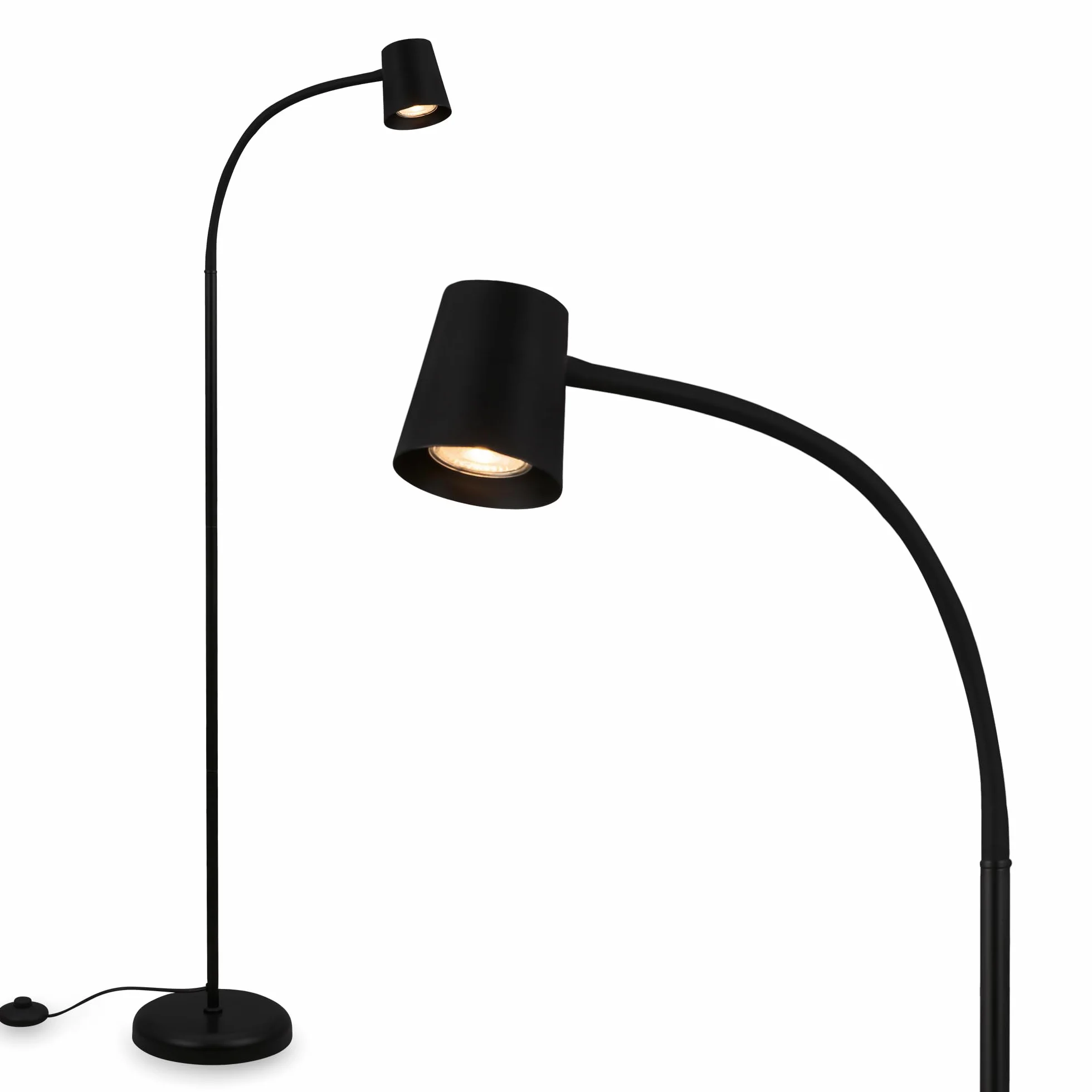 Lampa stojąca metalowa GU10 9W regulowana głowica włącznik nożny IP20