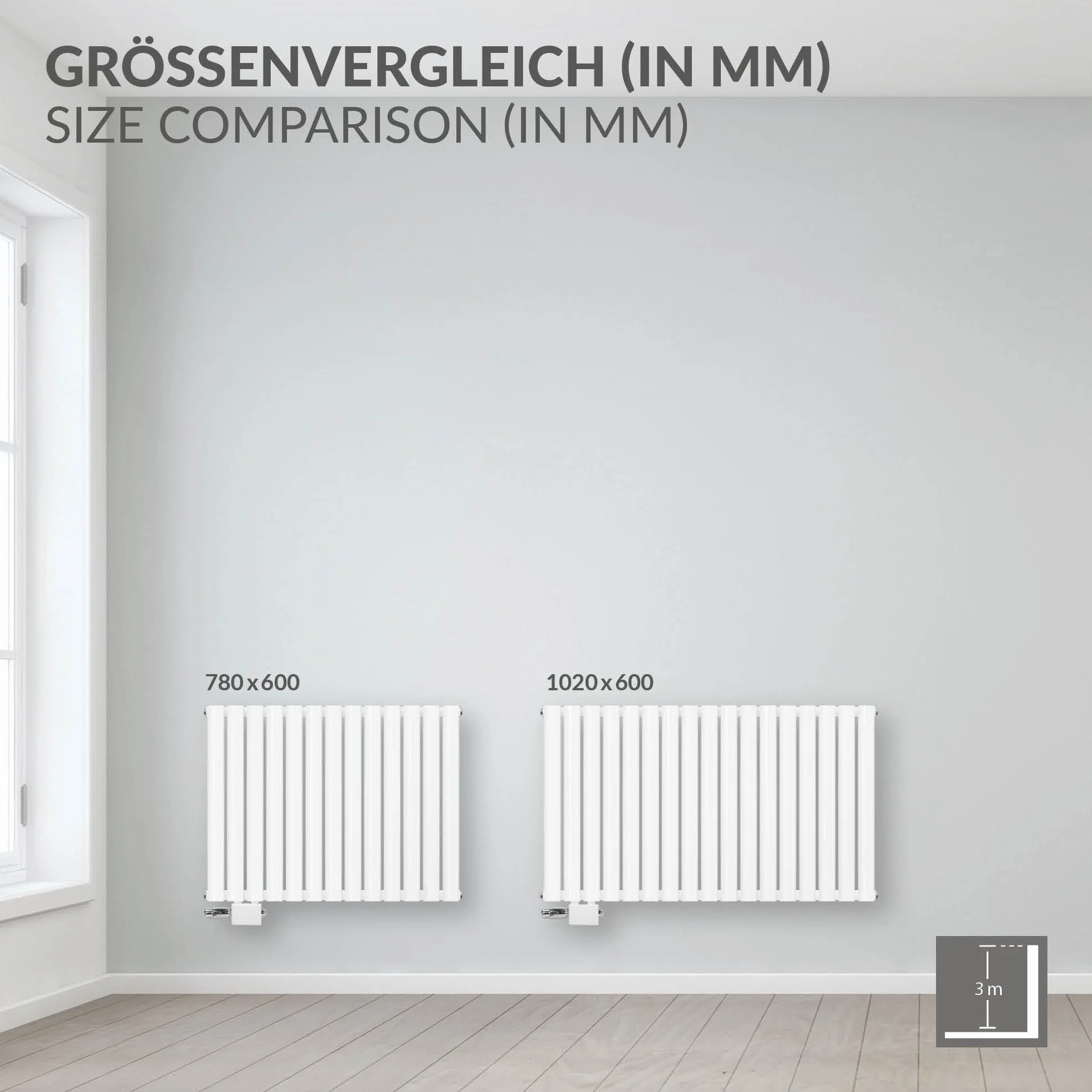 ML-Design Grzejnik Panelowy 600 x 1020 mm Biały Jednowarstwowy Płaski Owalne Rurki Łazienkowy