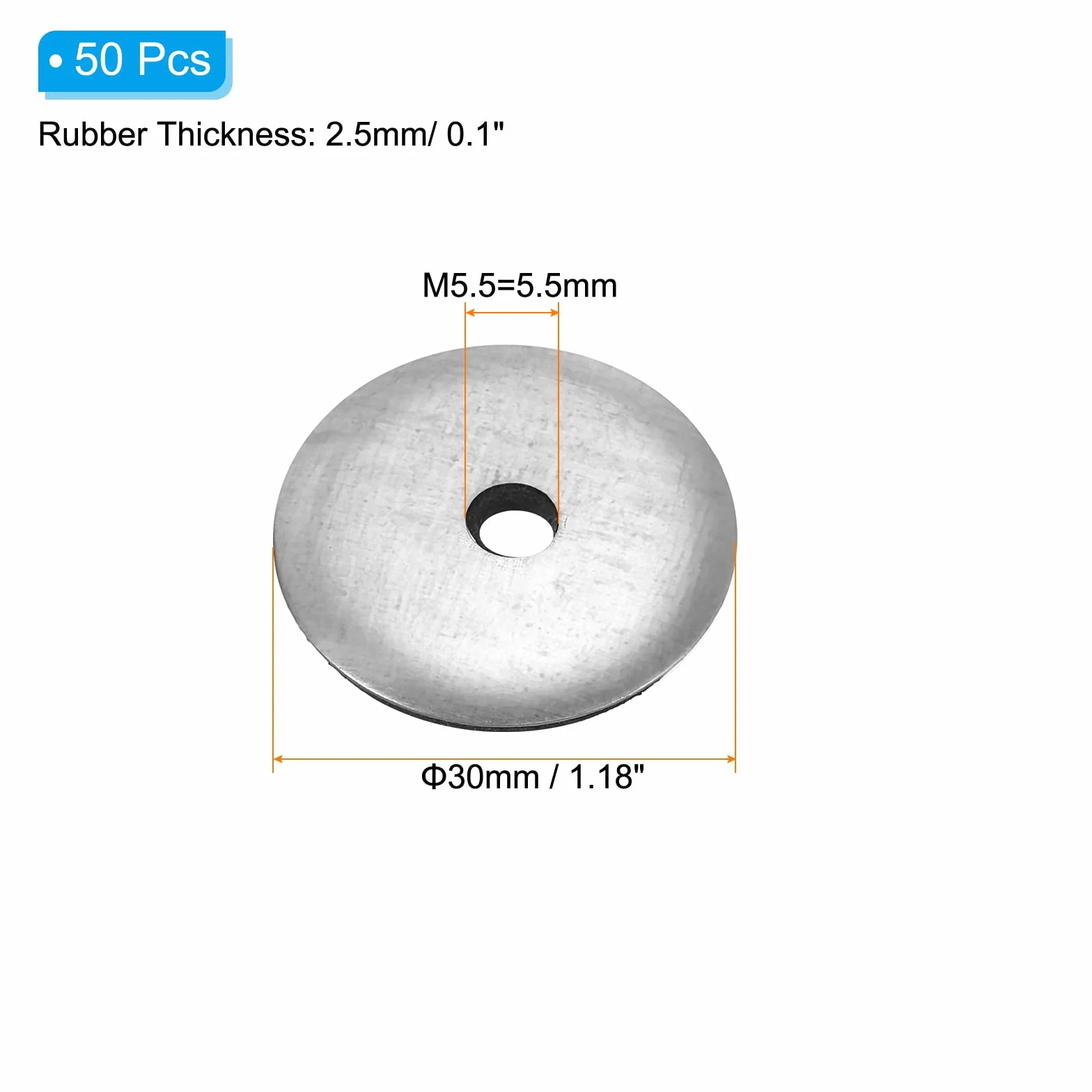 PATIKIL Gumowe podkładki uszczelniające EPDM Uszczelka M5,5 x 30 mm, 50 szt.