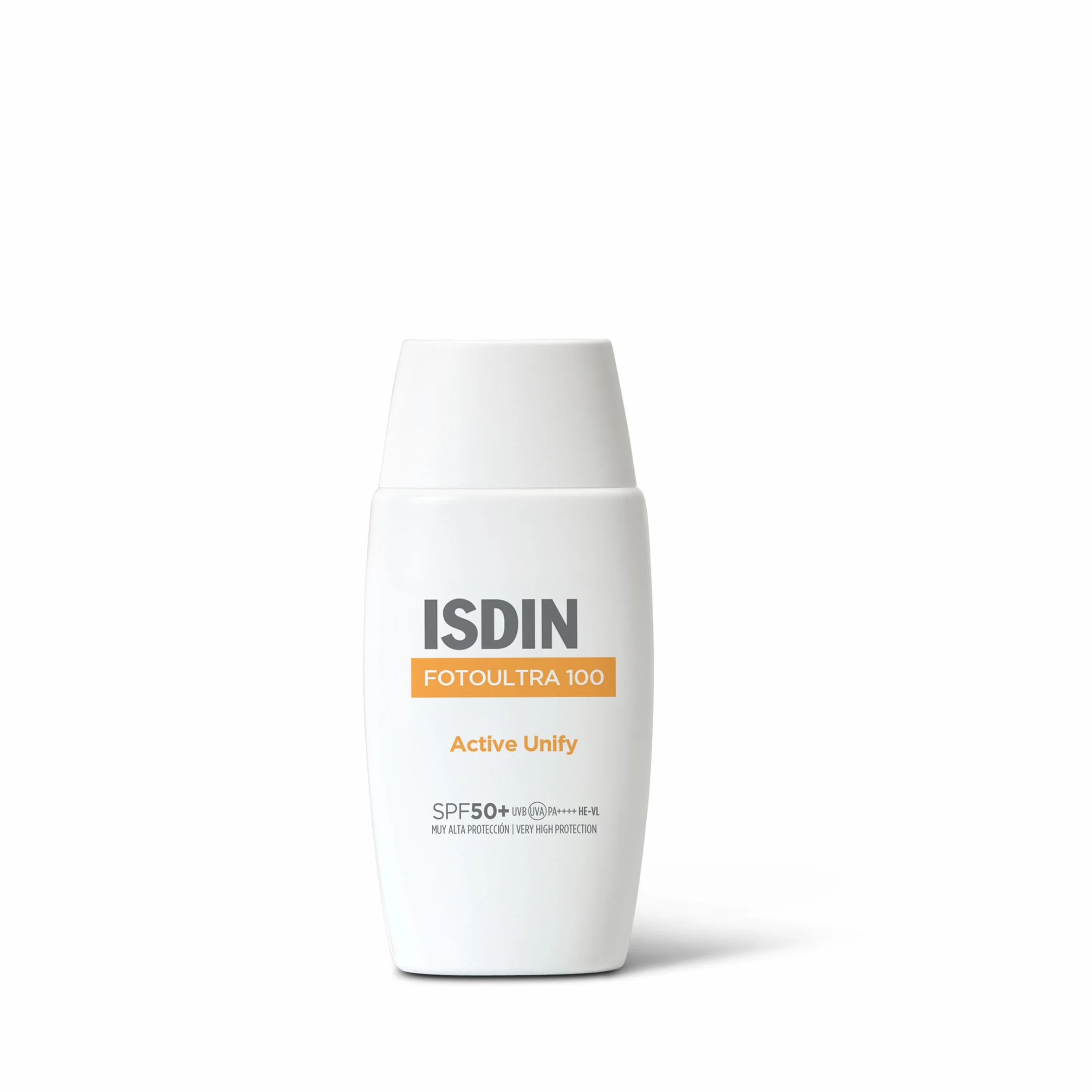 ISDIN Fotoultra 100 Active Unify SPF 50+ płynny krem z potrójnym działaniem depigmentującym, który wyrównuje ton i pomaga zapobiegać pojawianiu się nowych plam, 50 ml