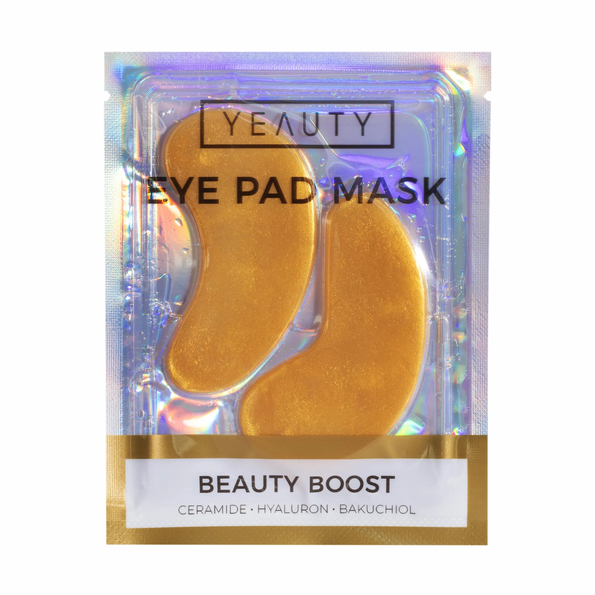 YEAUTY Beauty Boost Eye Pad Mask, super miękkie płatki pod oczy z luksusowym serum przeciw starzeniu się skóry z ceramidu, kwasu hialuronowego i bakuchiolu redukują cienie pod oczami i wygładzają