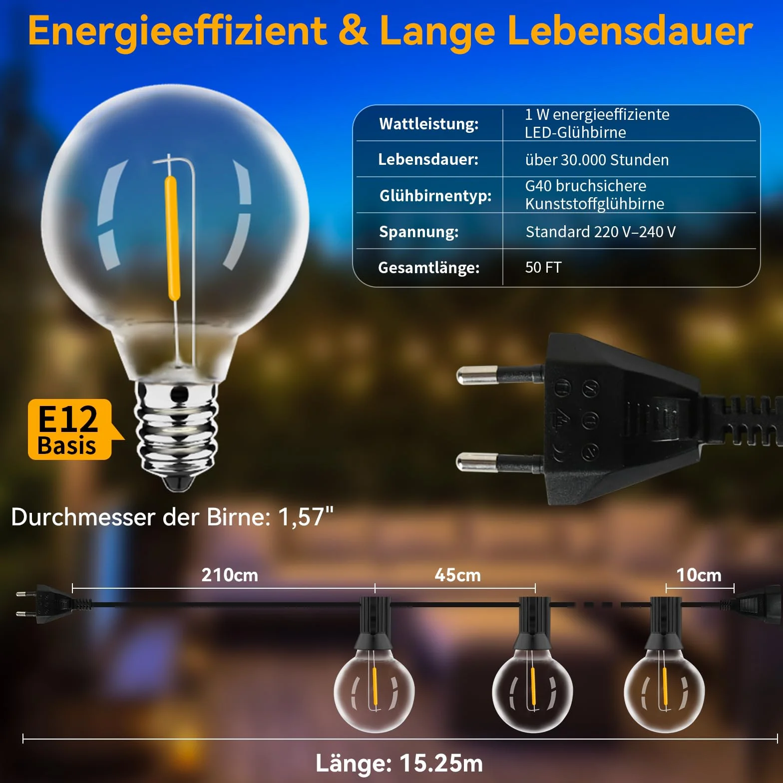 AVANLO Łańcuch świetlny LED 15 m 30+2 szt. wodoszczelny
