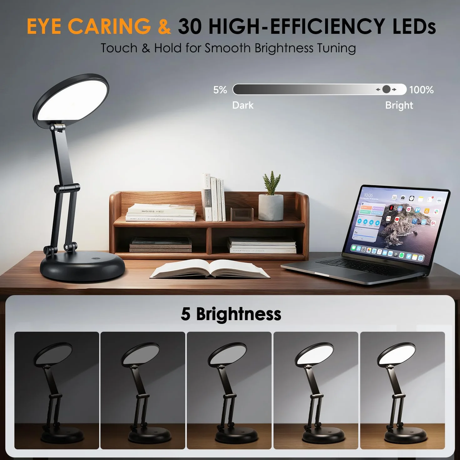 Bezprzewodowa lampa stołowa LED 3600 mAh 10 stopni jasności lampka do czytania