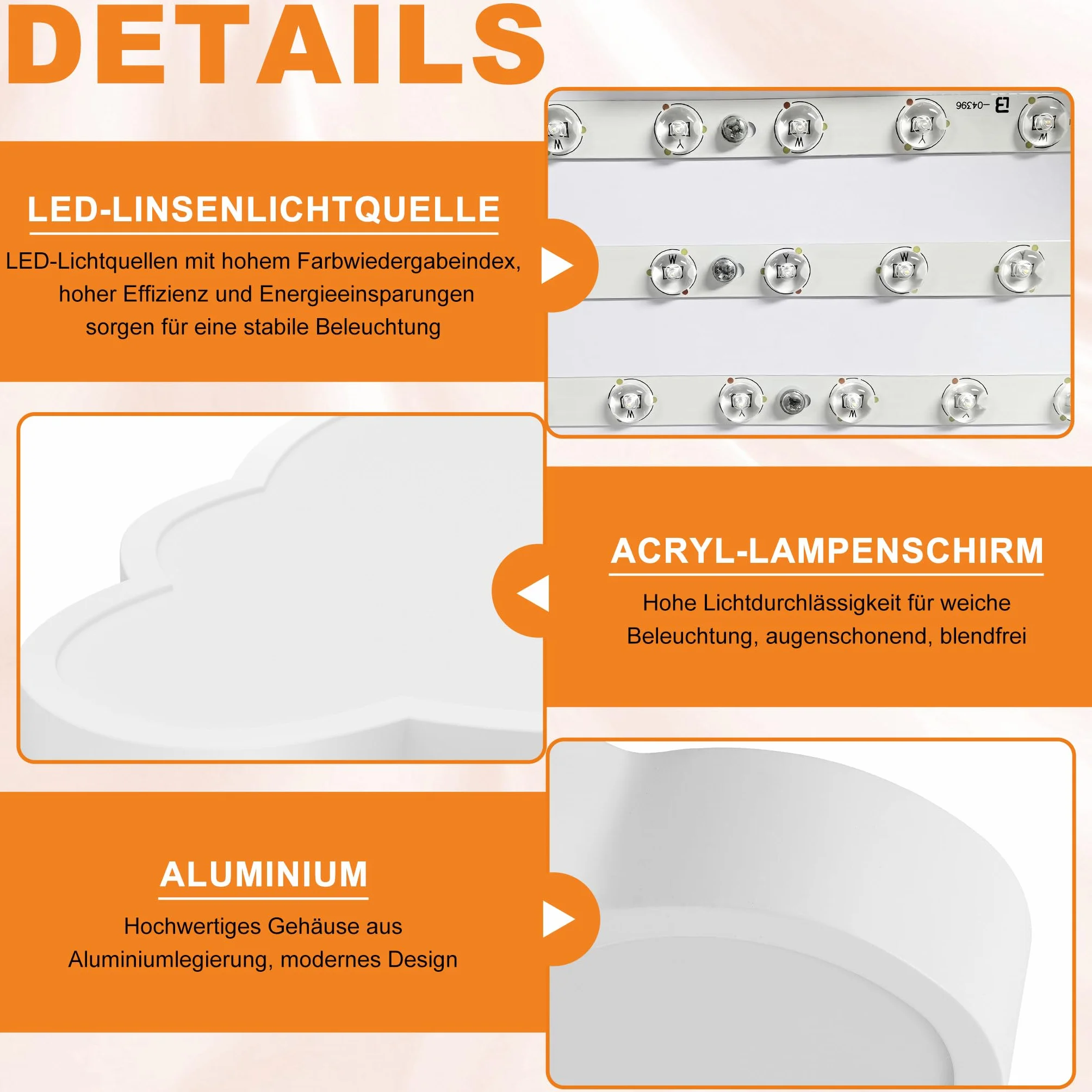 Froadp 48W Lampa Sufitowa LED Kształt Chmury Ściemnialna z Pilotem 500×280×53mm dla Dzieci Sypialnia