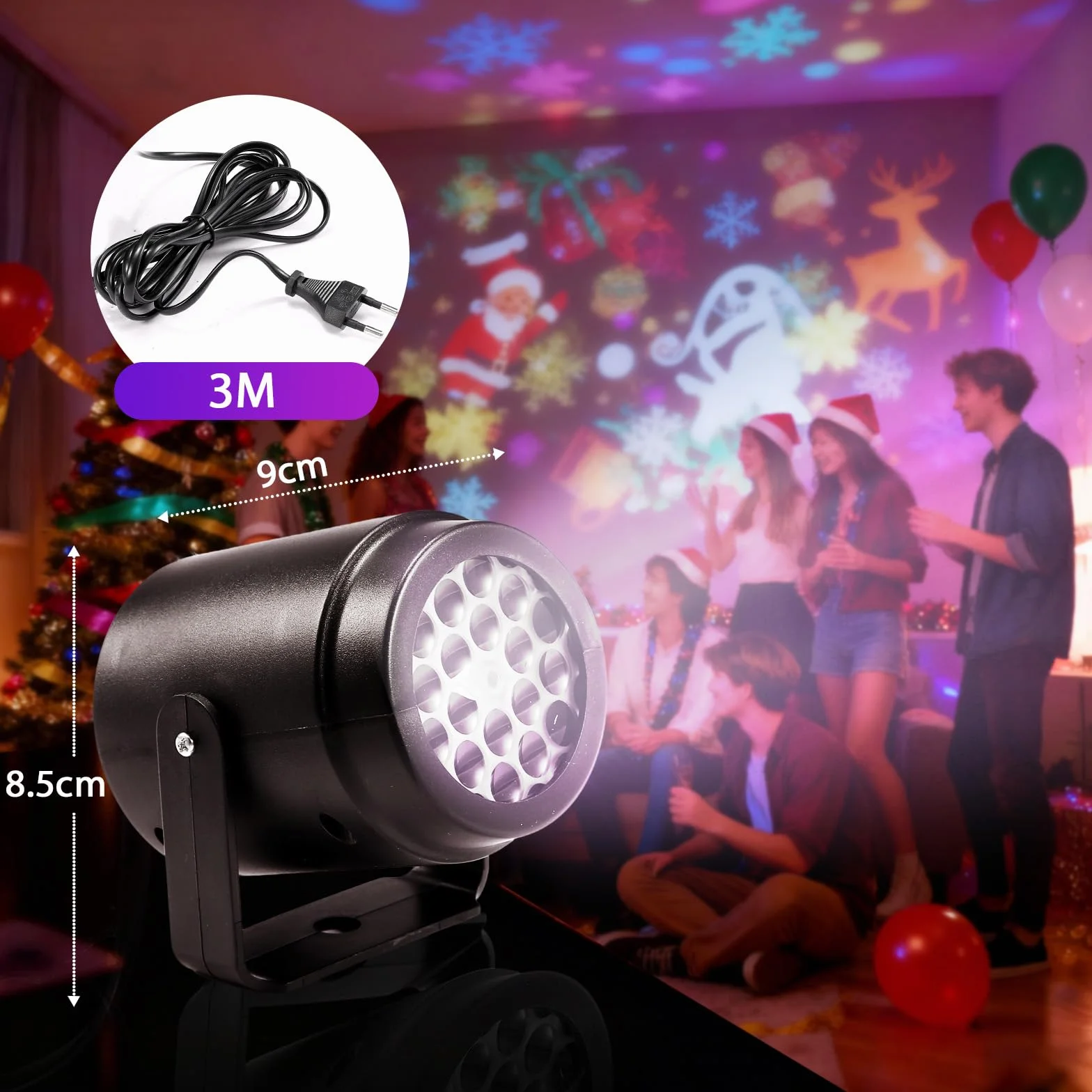 LIHAO Projektor na Boże Narodzenie, do użytku na zewnątrz, lampa projekcyjna LED, dekoracja bożonarodzeniowa, Święty Mikołaj, płatki śniegu, choinka, oświetlenie bożonarodzeniowe