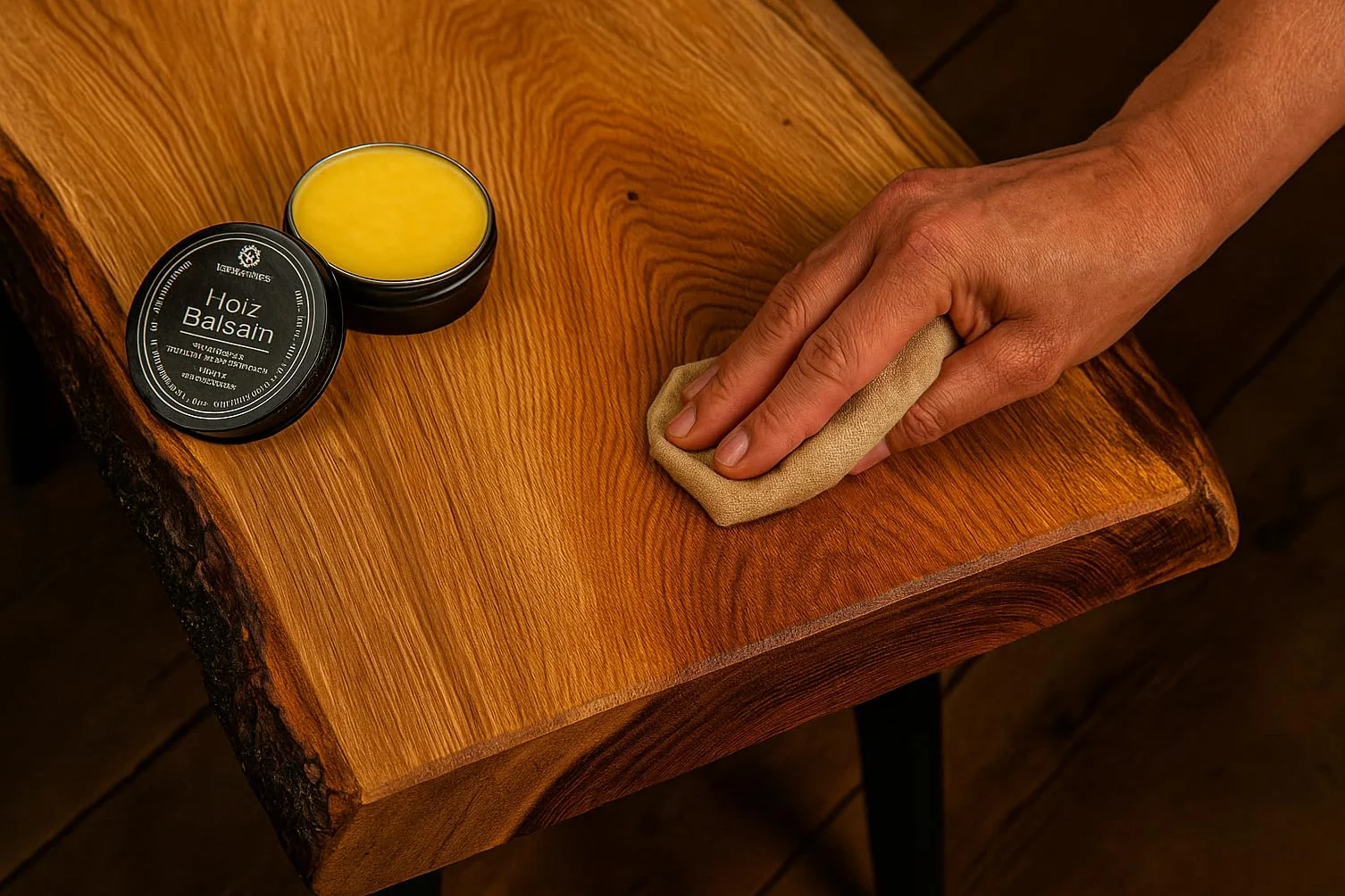 Balsam do drewna, certyfikowany, przeznaczony do kontaktu z żywnością – 100% naturalny wosk do drewna, bezbarwny, bez dodatków, wyprodukowano w Niemczech, wosk pszczeli i olej lniany
