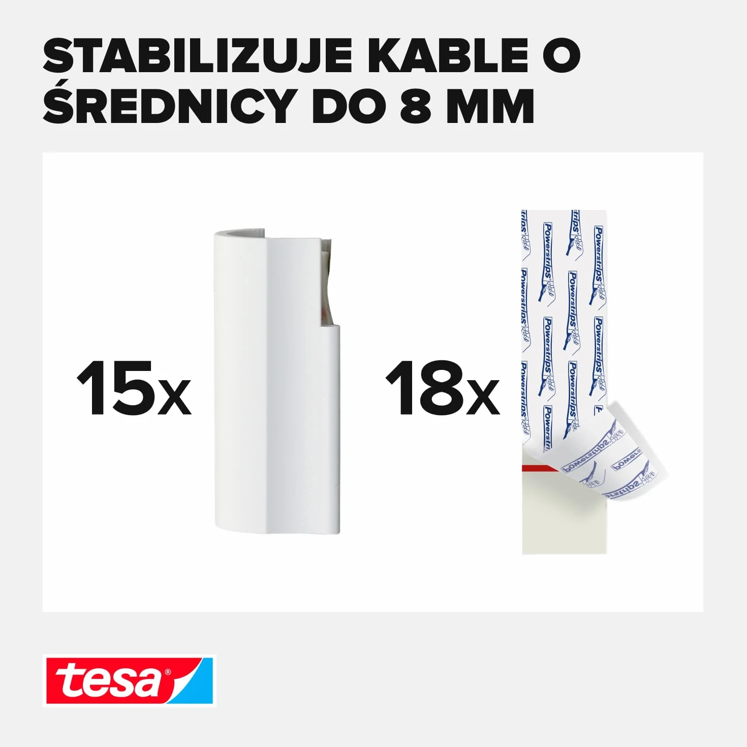 Tesa Powerstrips Opaski Kablowe Biały 3 x 5 sztuk