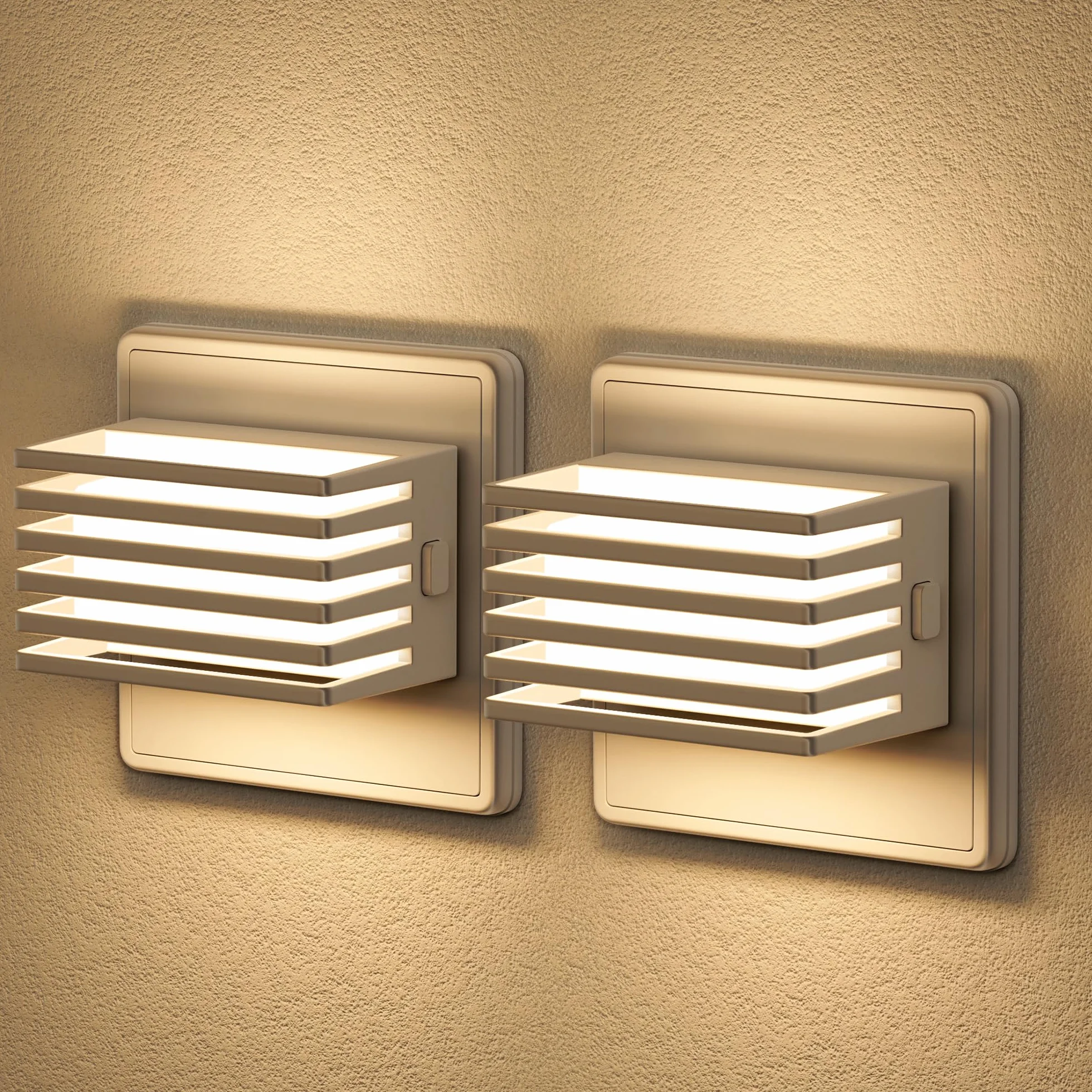 Emeritpro Lampka nocna LED do gniazdka z czujnikiem zmierzchu, ściemnialna, 2 sztuki, 30/60/100 lm, 3000 K