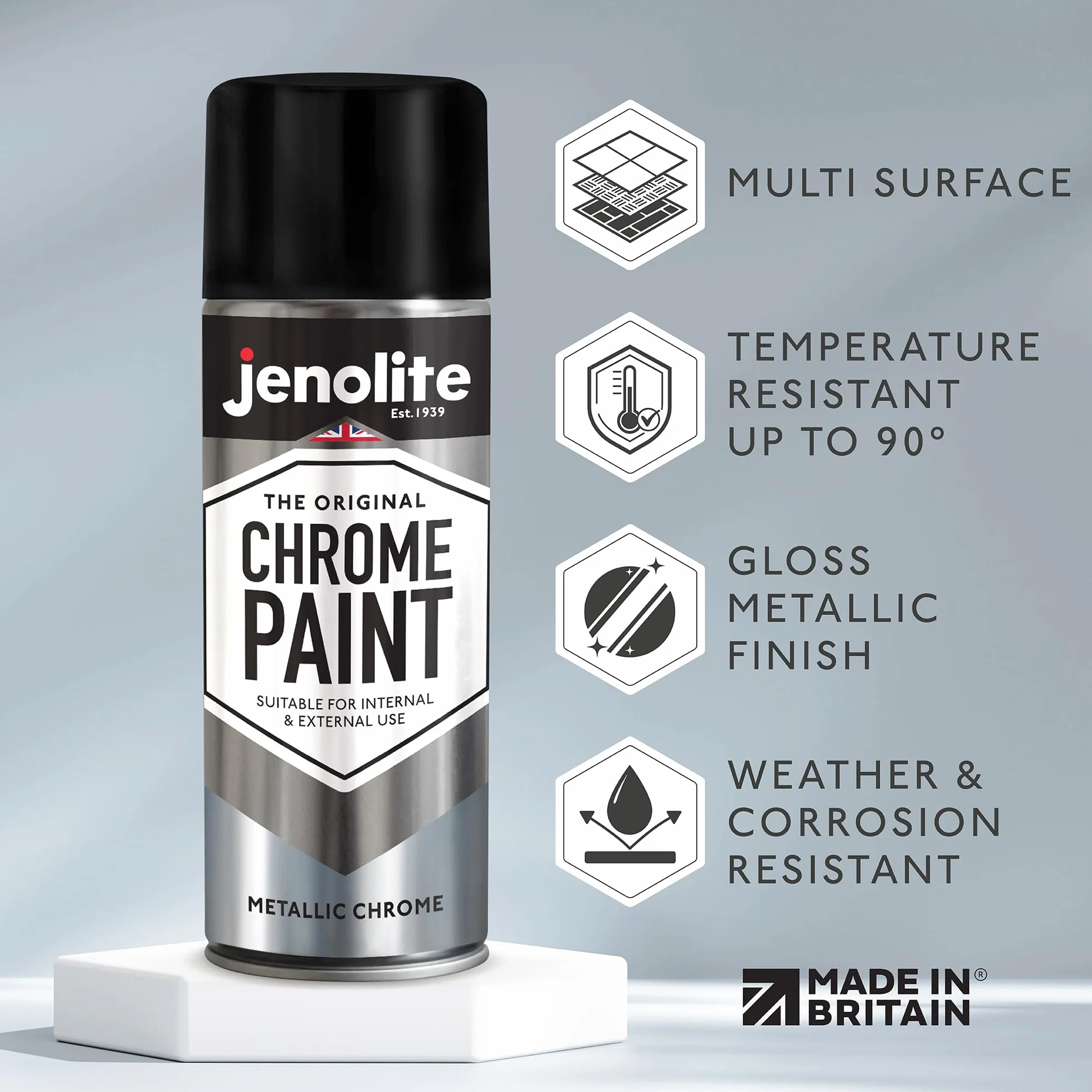 JENOLITE Chromowana farba w sprayu metaliczny chrom 400 ml