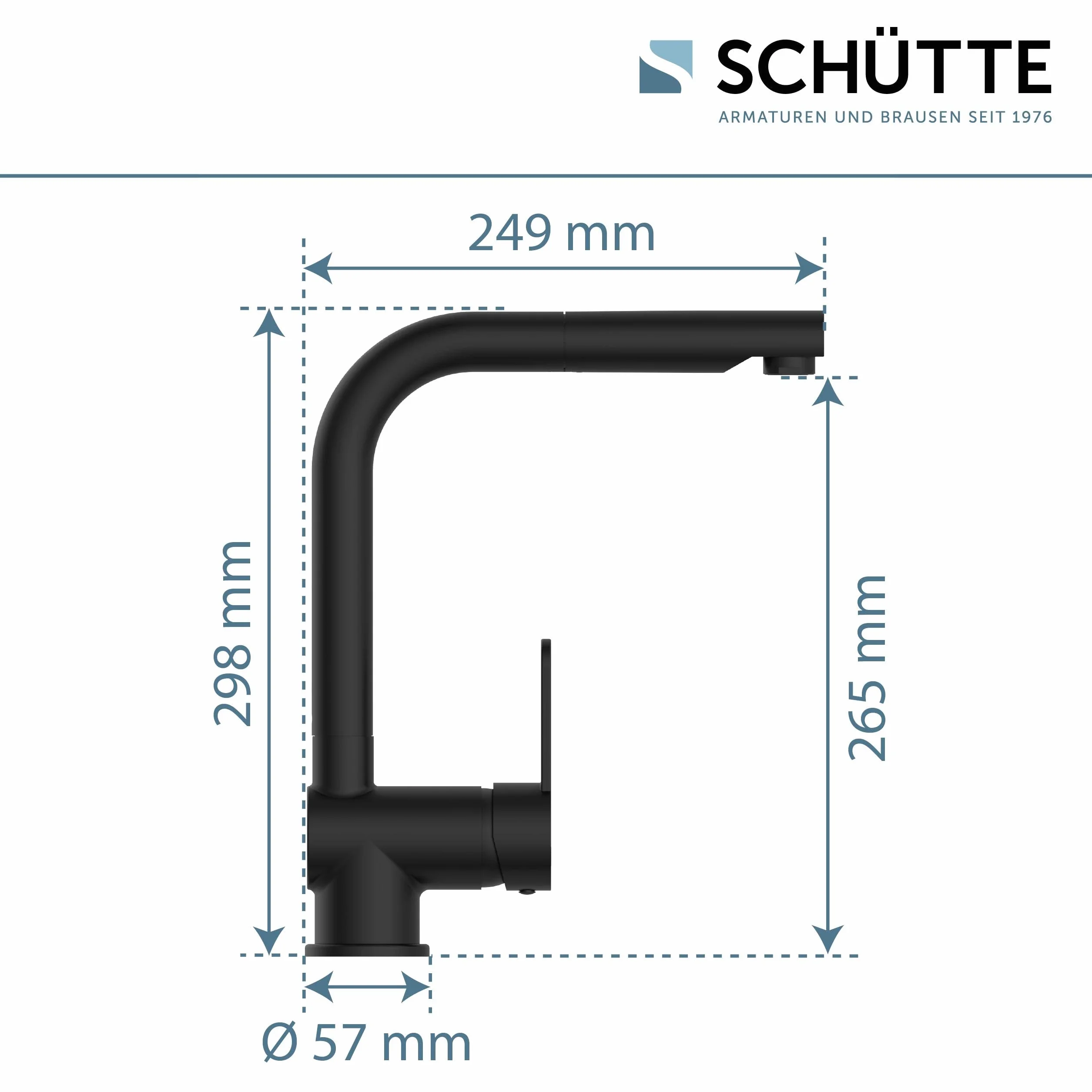 SCHÜTTE 79760 London bateria kuchenna z wyciąganą słuchawką, matowa czerń