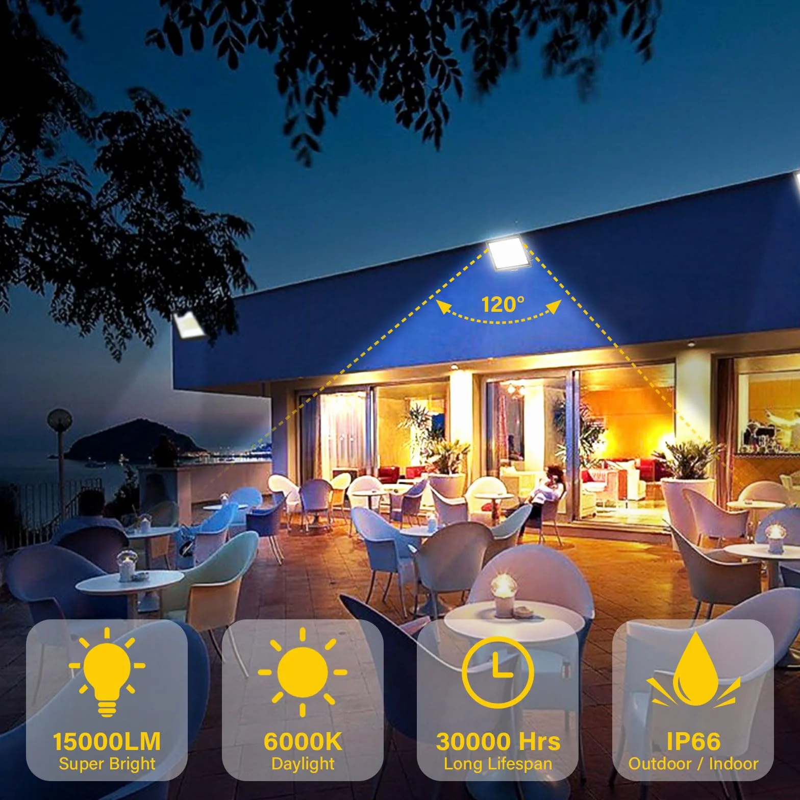 Willpower Reflektor LED 150W IP67 Wodoodporny Zewnętrzny Światło Indukcyjne