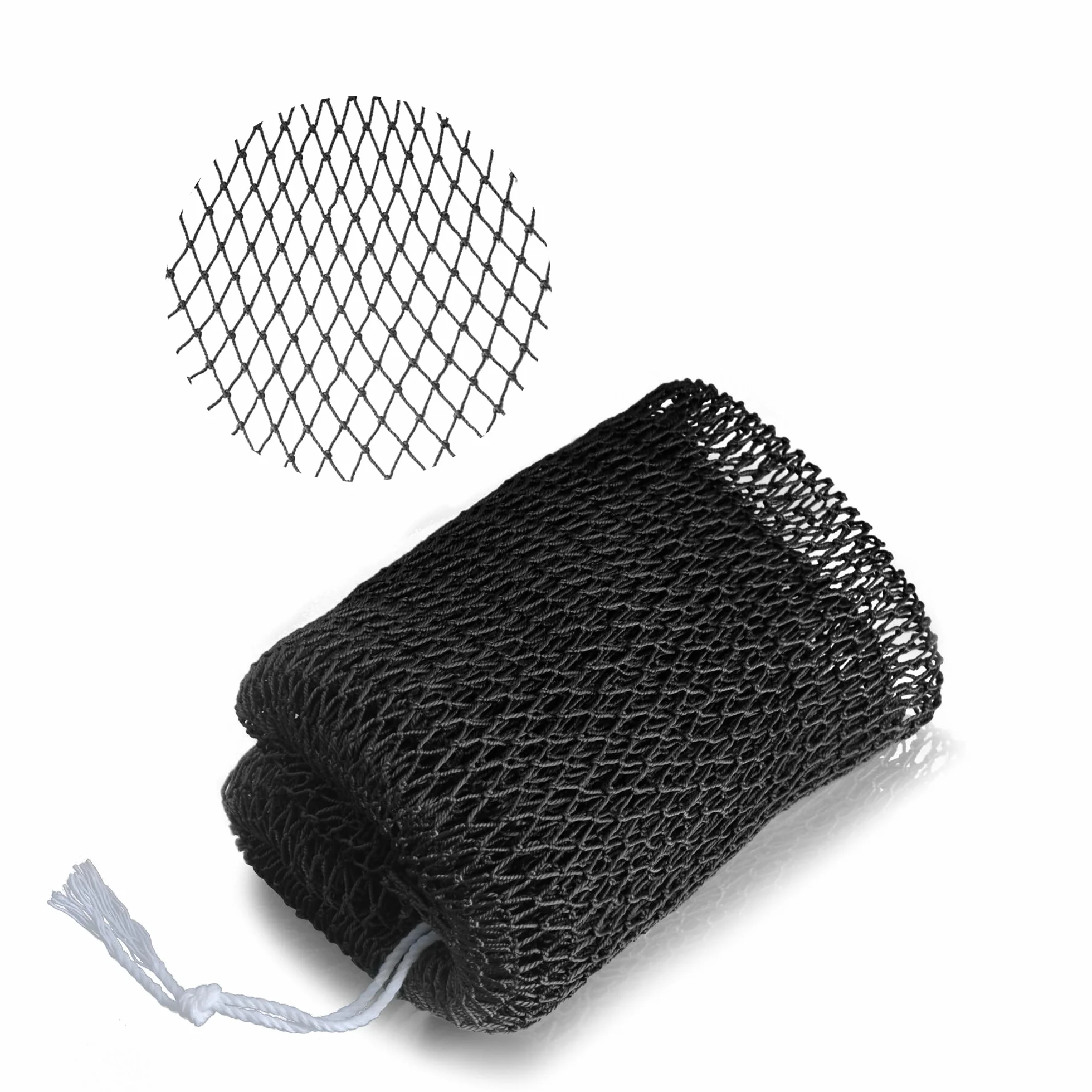 1 szt. Czarna afrykańska gąbka siatkowa, Peelingująca gąbka na kąpiel i scrub pod prysznic, Nylonowe szorowadła pleców z węzłami, Rozciągliwość do 114 cm