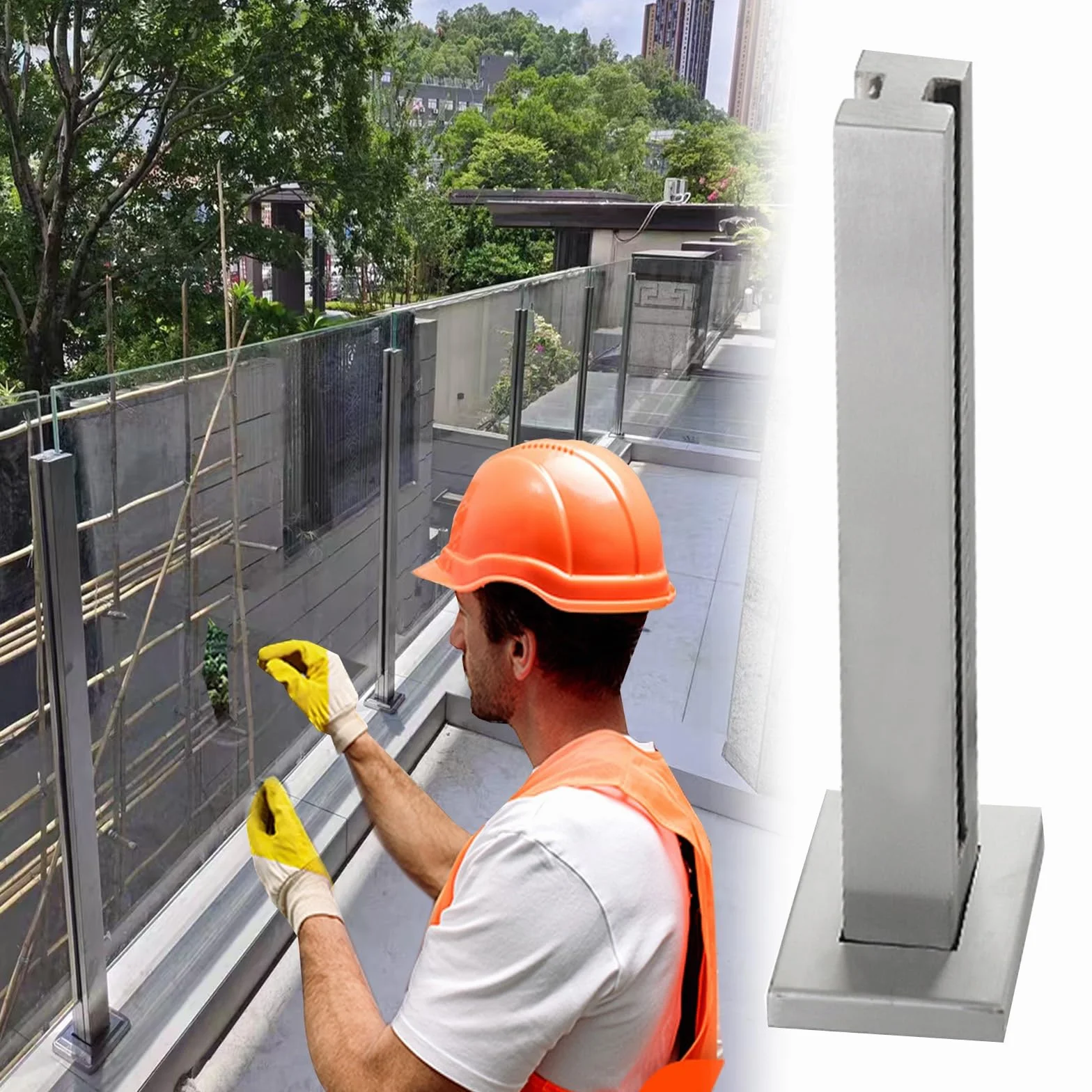 Zestaw bezramowych balustrad szklanych 8 10 mm hartowane panele na taras z poręczą srebrną 95 cm