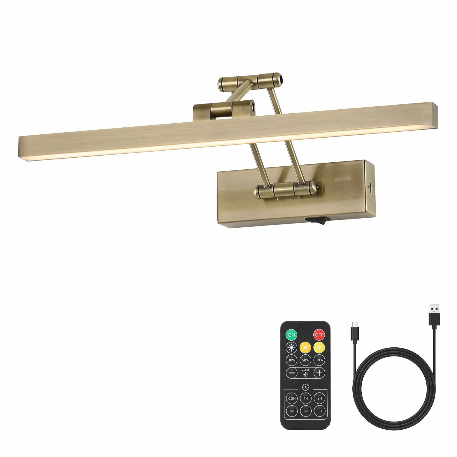 Lampa ścienna LED 40 cm złota z regulowanym ramieniem i timerem