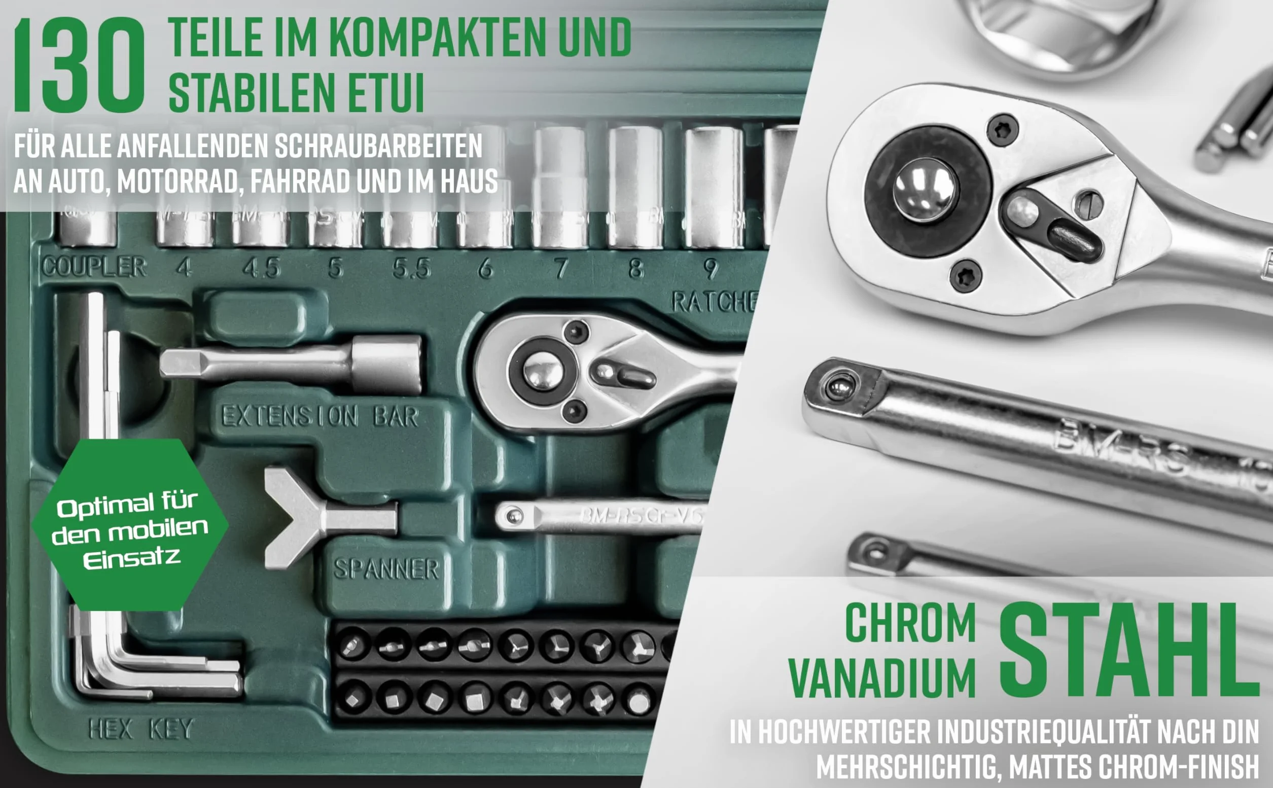 Brüder Mannesmann M29166 klucz nasadowy zestaw bitów 130 elementów