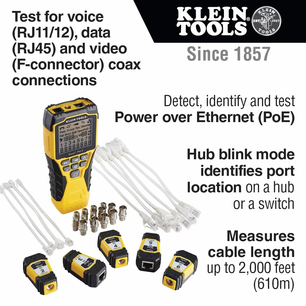 Klein Tools VDV501-853 Scout Pro 3 Tester kabli z pilotem Test-n-Map