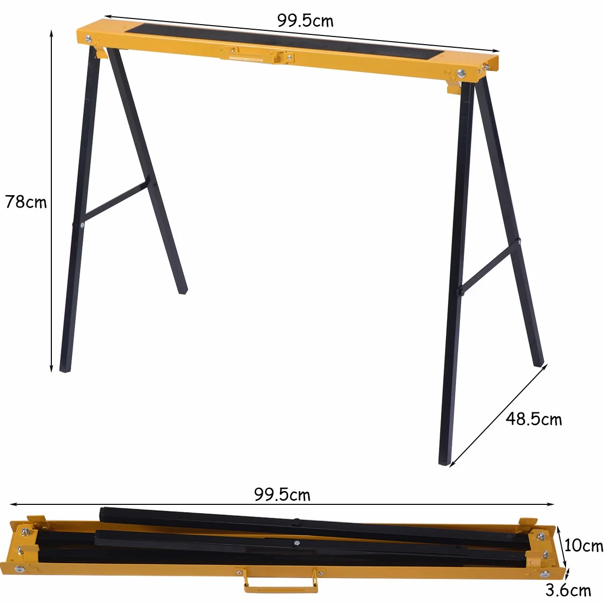 COSTWAY Kozioł do rusztowania metalowy 275 kg, konik do piły, stal, żółty