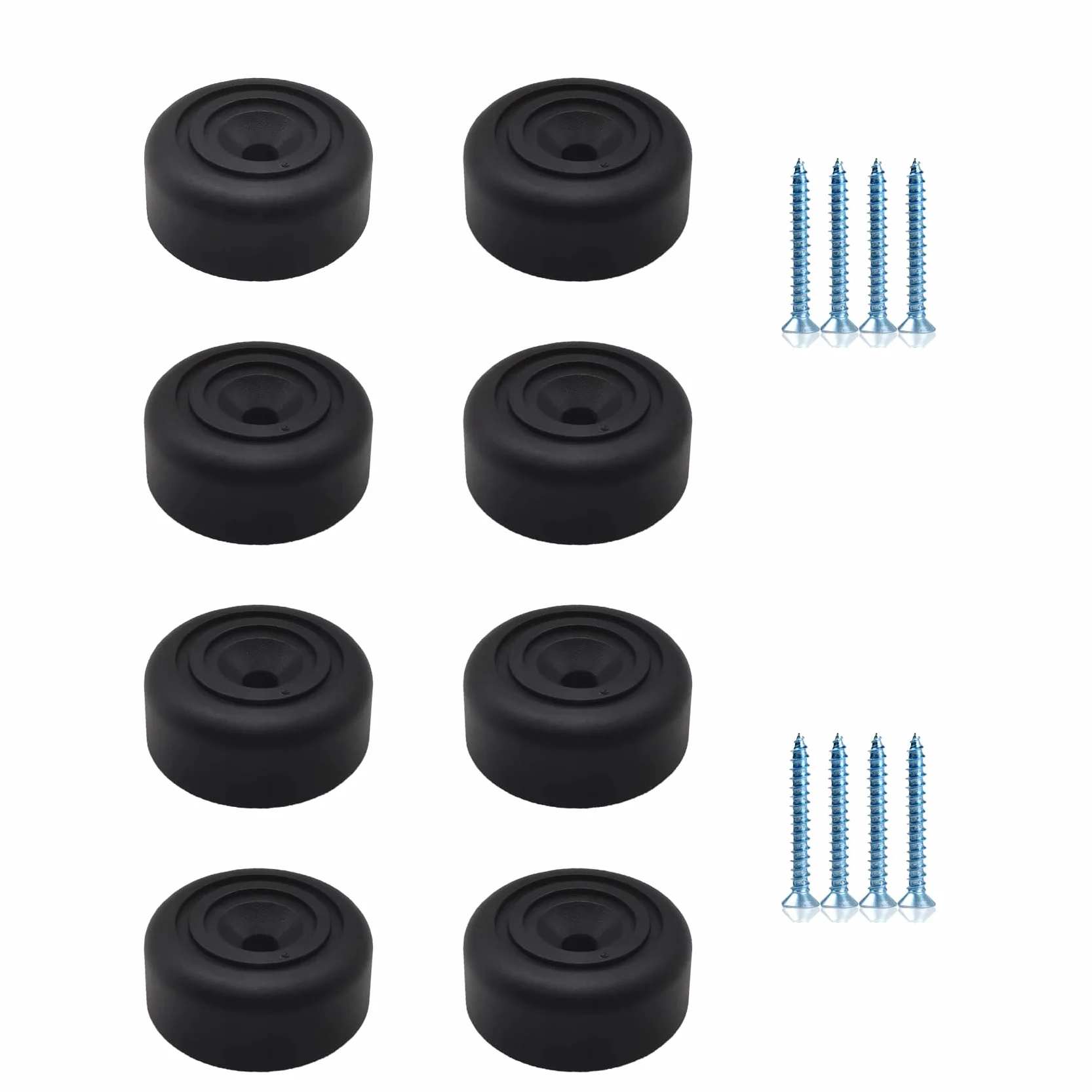 Czarne okrągłe nogi meblowe Ø 33 x 13 mm, 8 sztuk, z tworzywa sztucznego